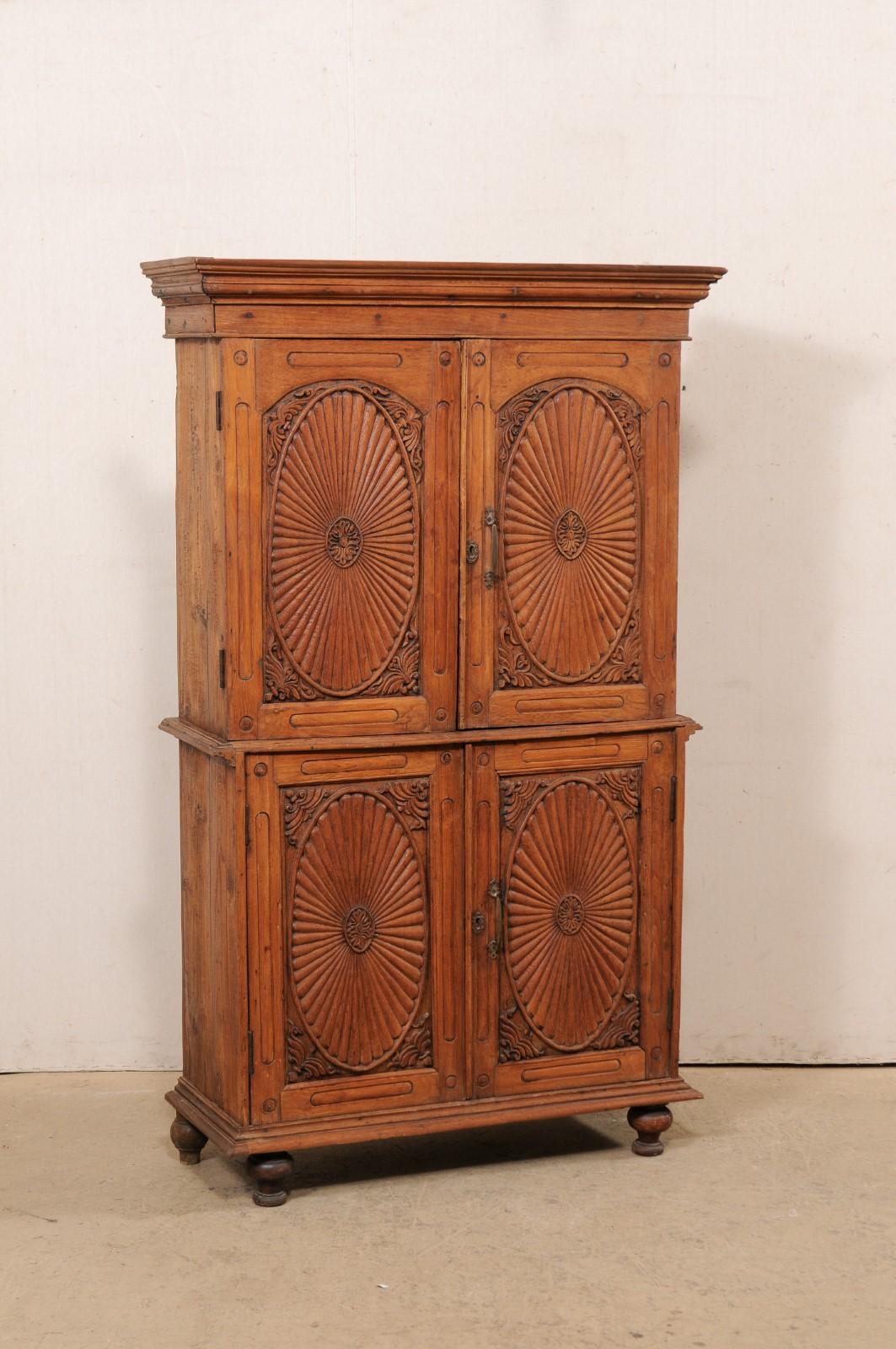carved wood cabinet tall