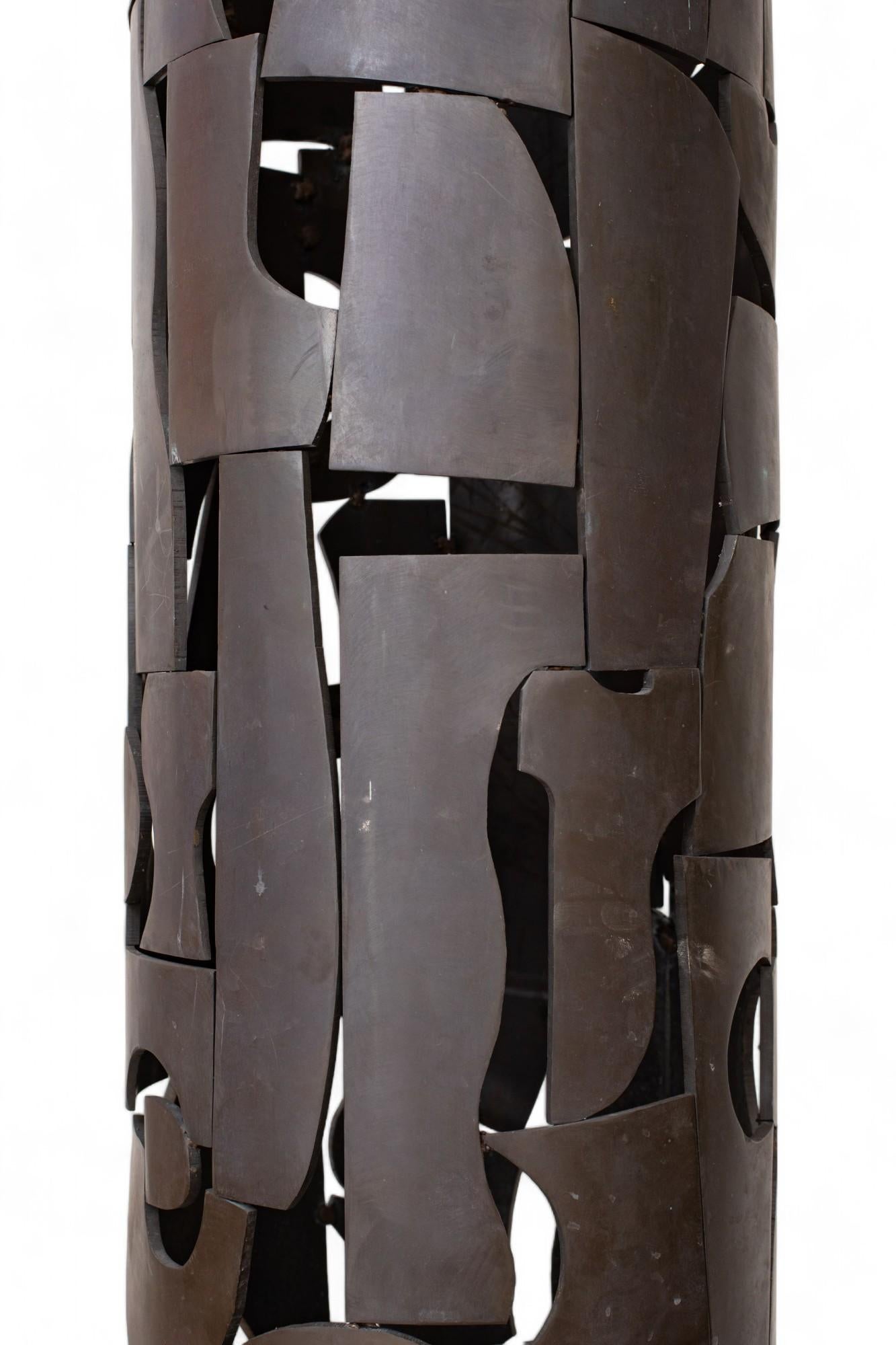American Tall Bronze Brutalist Outdoor Indoor Sculpture by Dean Meeker