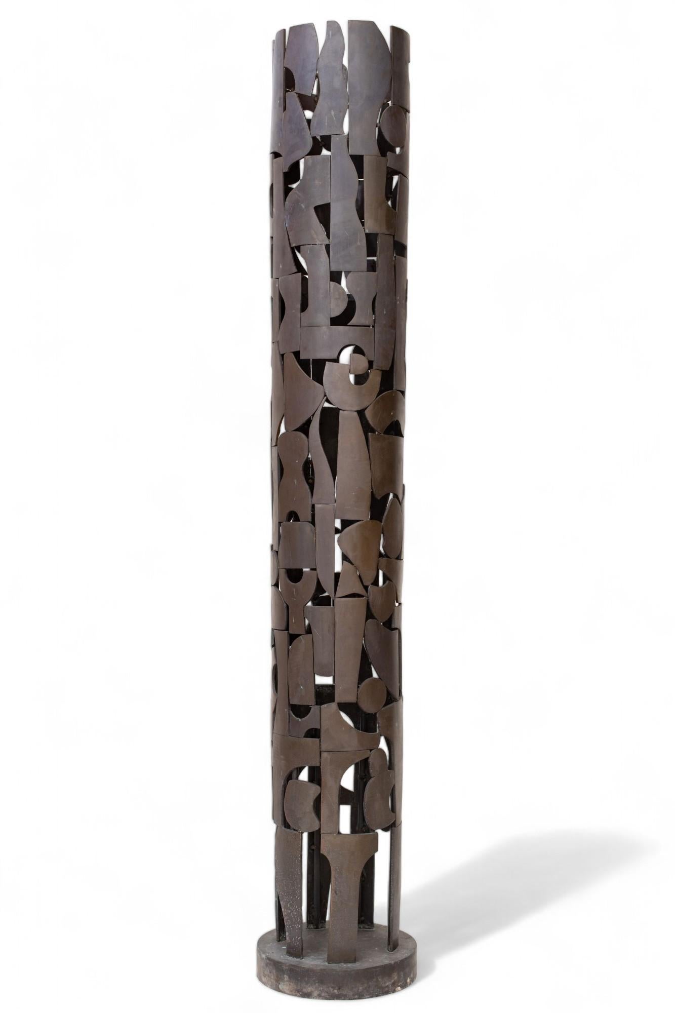 Tall Bronze Brutalist Outdoor Indoor Sculpture by Dean Meeker 1