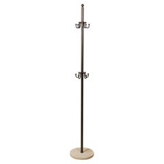 Tall Bronze Coat Tree, Travertine Base, Brass Coat Rack, Freestanding, New