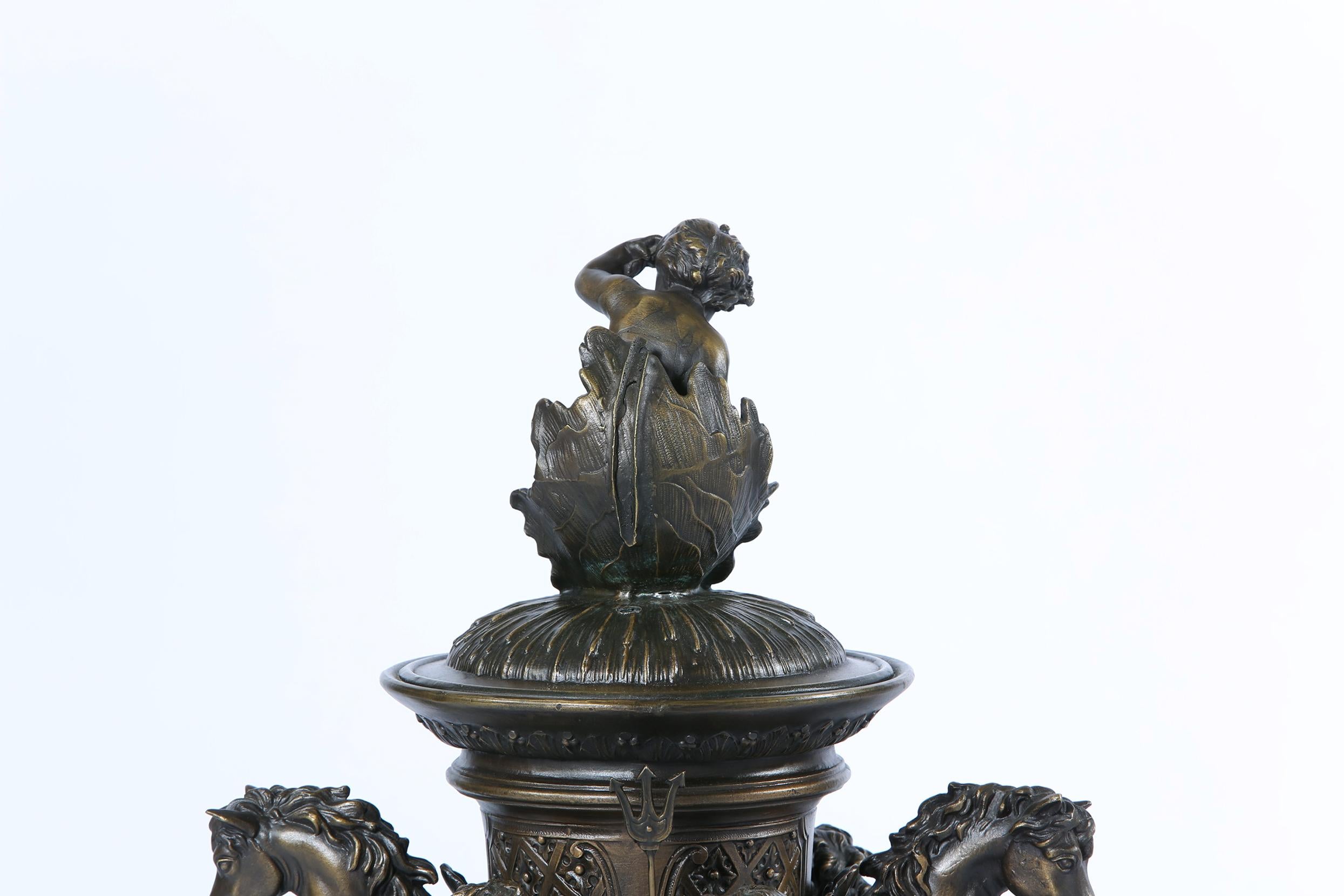 Tall Bronze Covered Decorative Urn / Piece 6