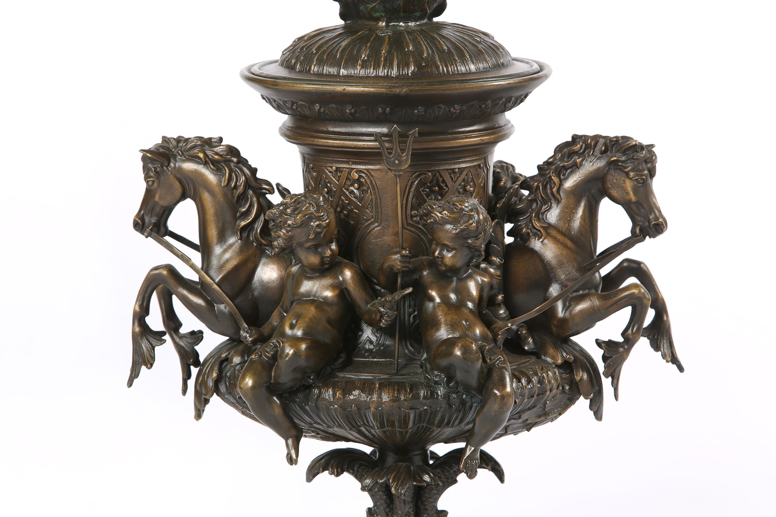 Tall Bronze Covered Decorative Urn / Piece 7