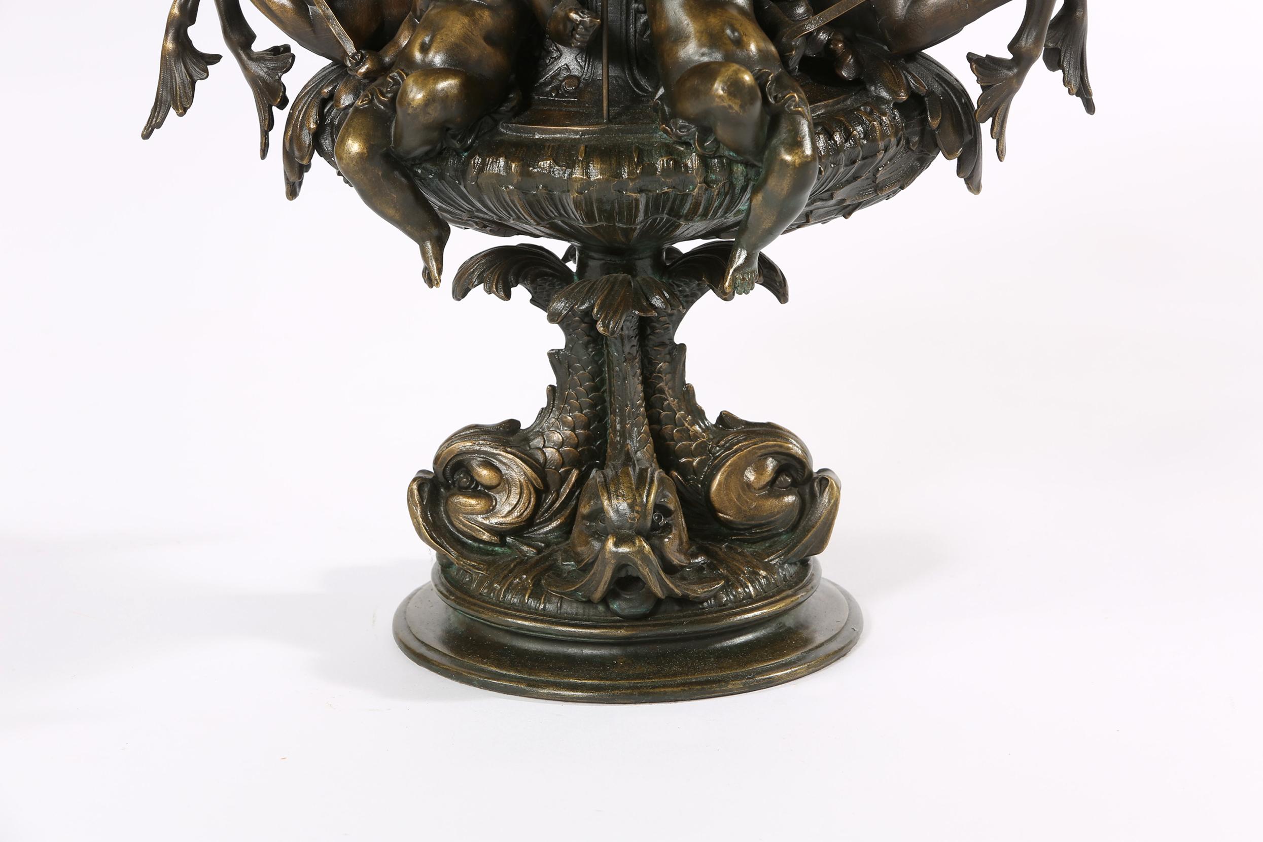 Tall Bronze Covered Decorative Urn / Piece 3
