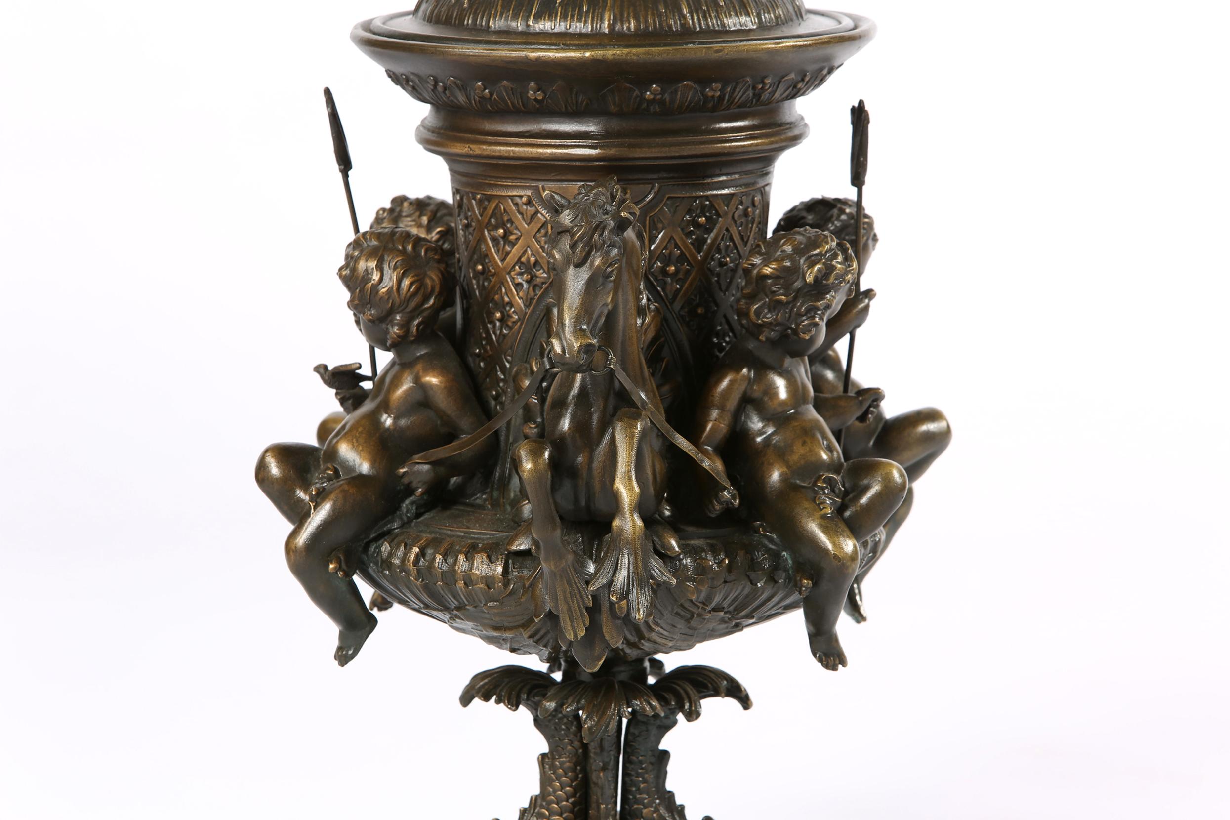 Tall Bronze Covered Decorative Urn / Piece 5