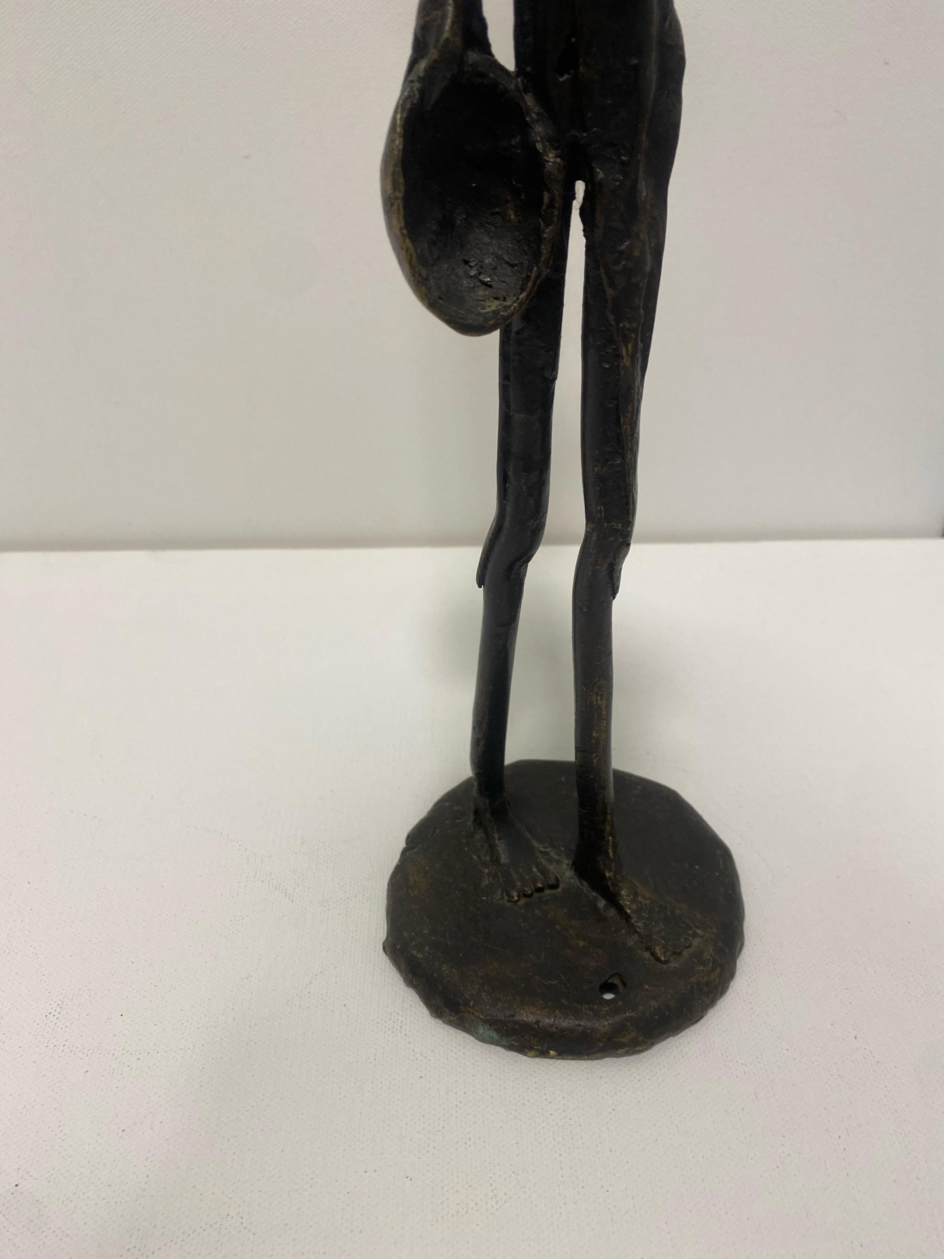 Sculture Masai alte in bronzo 1960s Vintage Kenya Madre Bambino Stile Giacometti in vendita 11