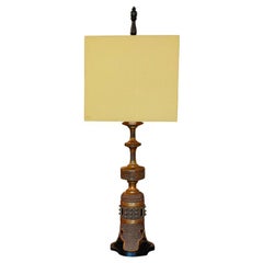 Tall Bronze Oriental style table lamp by Marbro