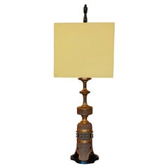 Tall Bronze Oriental style table lamp by Marbro