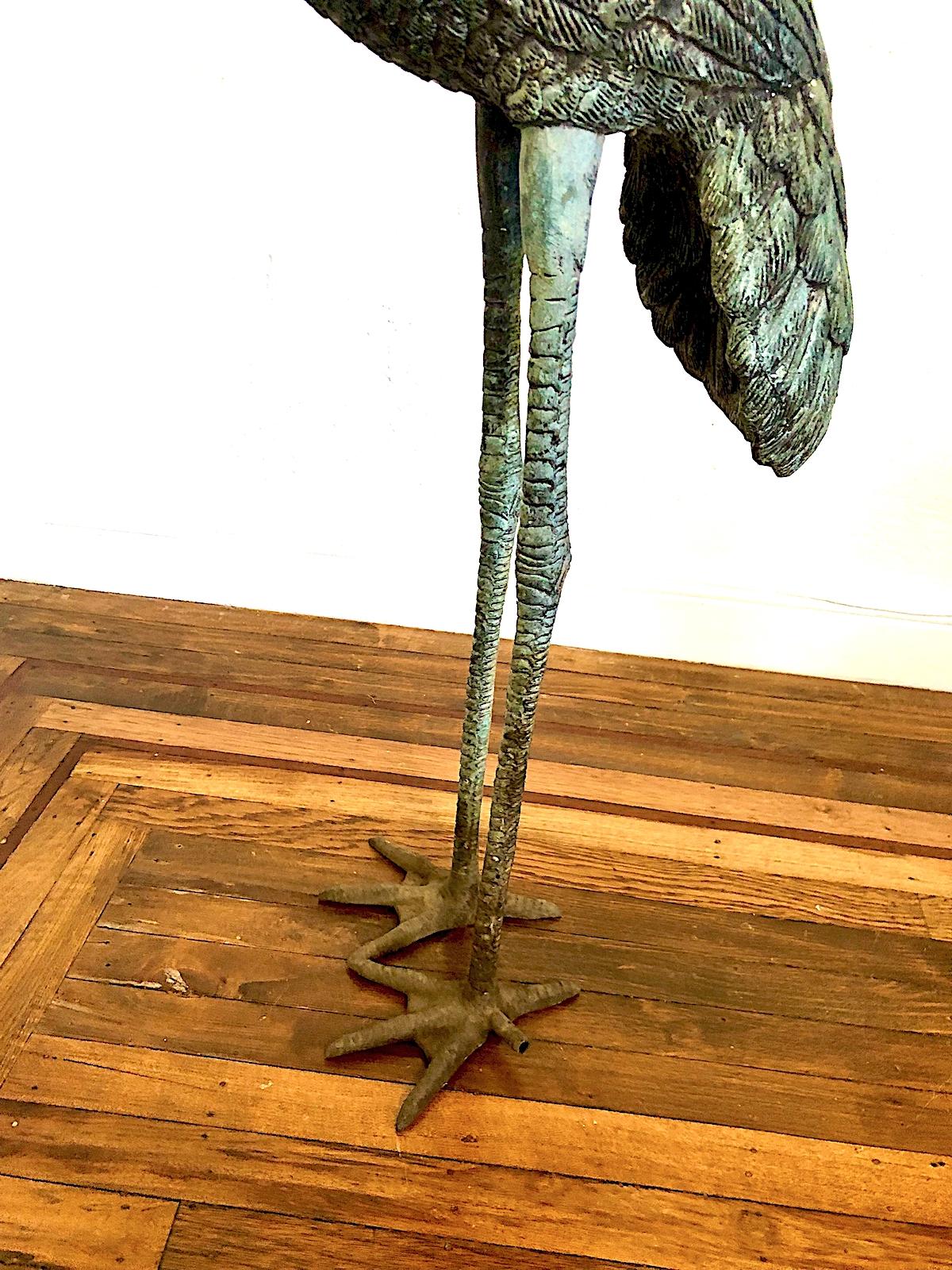 Mid-20th Century Tall Bronze Piped Bird Fountain For Sale