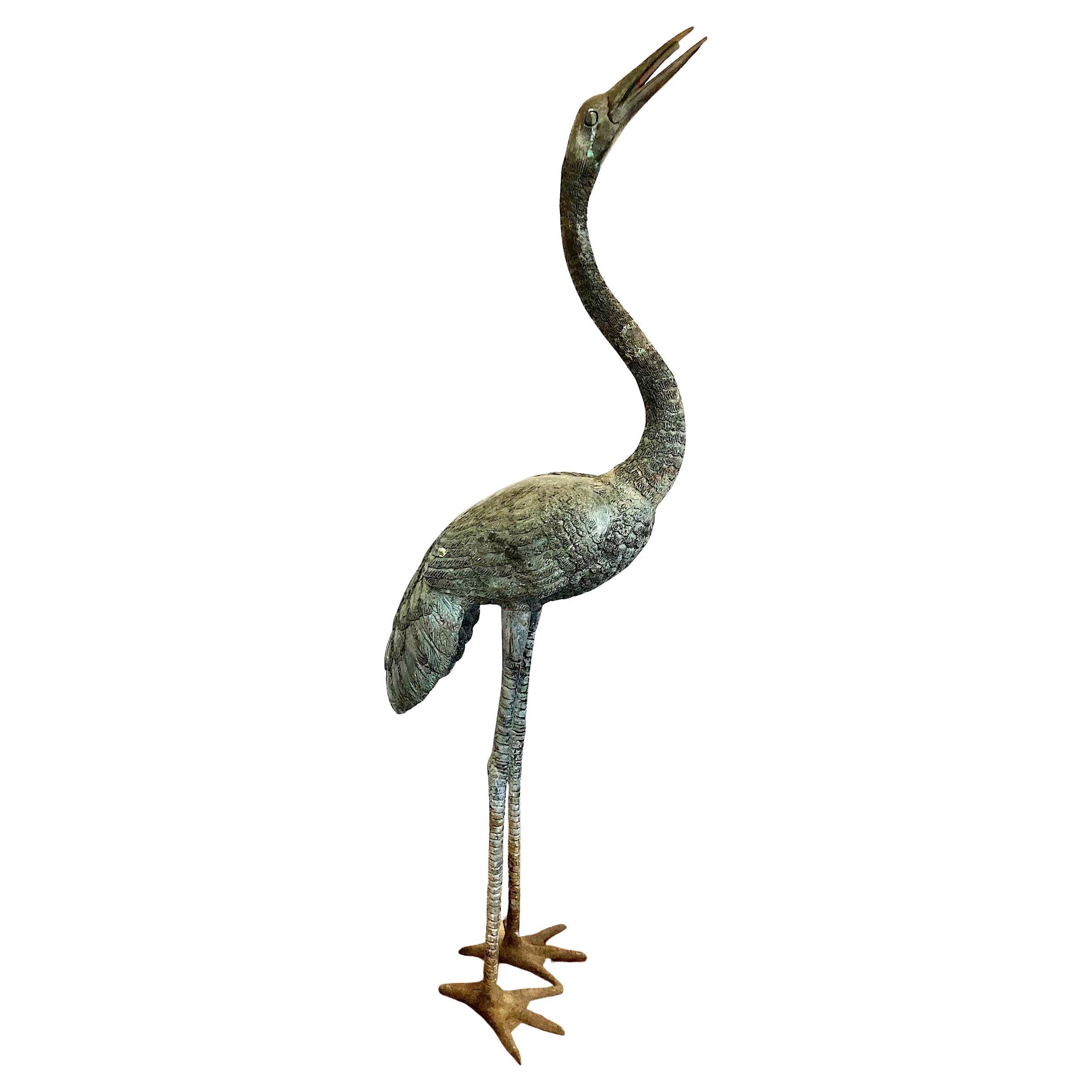 Tall Bronze Piped Bird Fountain For Sale
