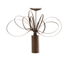 Tall Bronze Swirls and Mum Sculpture by Art Flower Maker