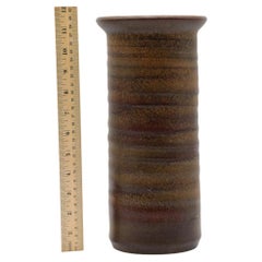 Tall Brown Hand Thrown Ceramic Vase with Lip by Mobach