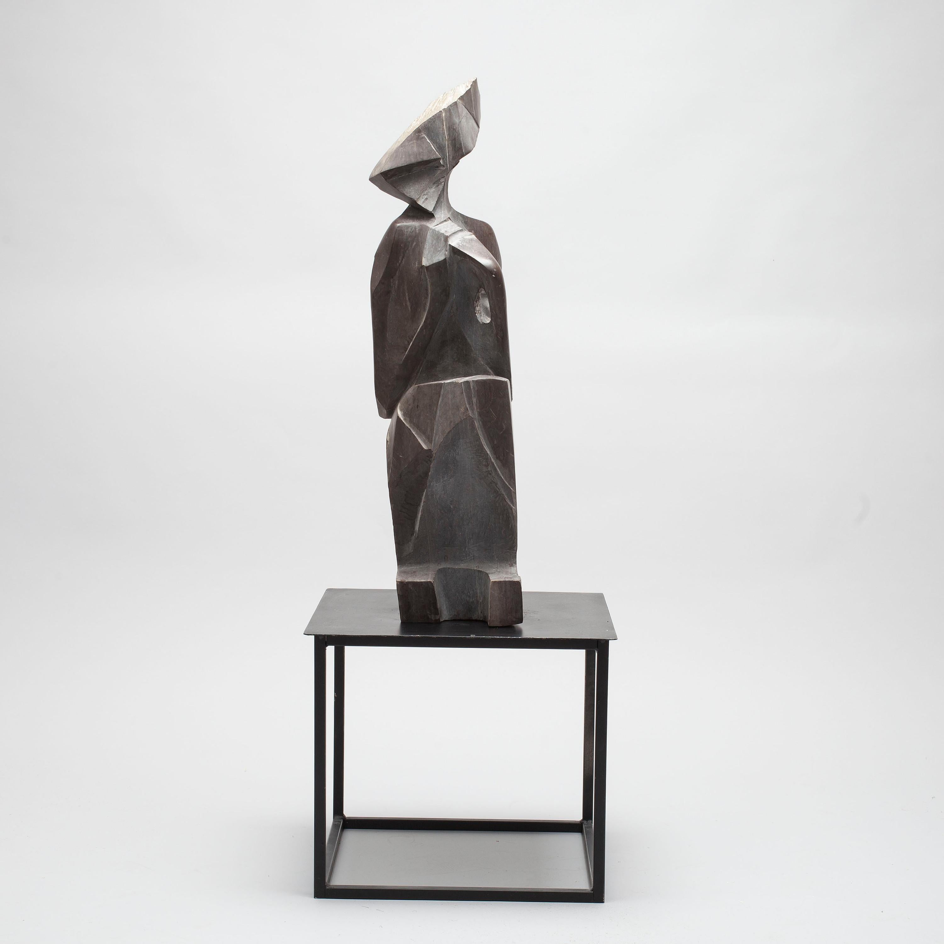 20th Century Tall Brown Stone Sculpture by Okayed Konstnar 1930 URSS Signed  For Sale