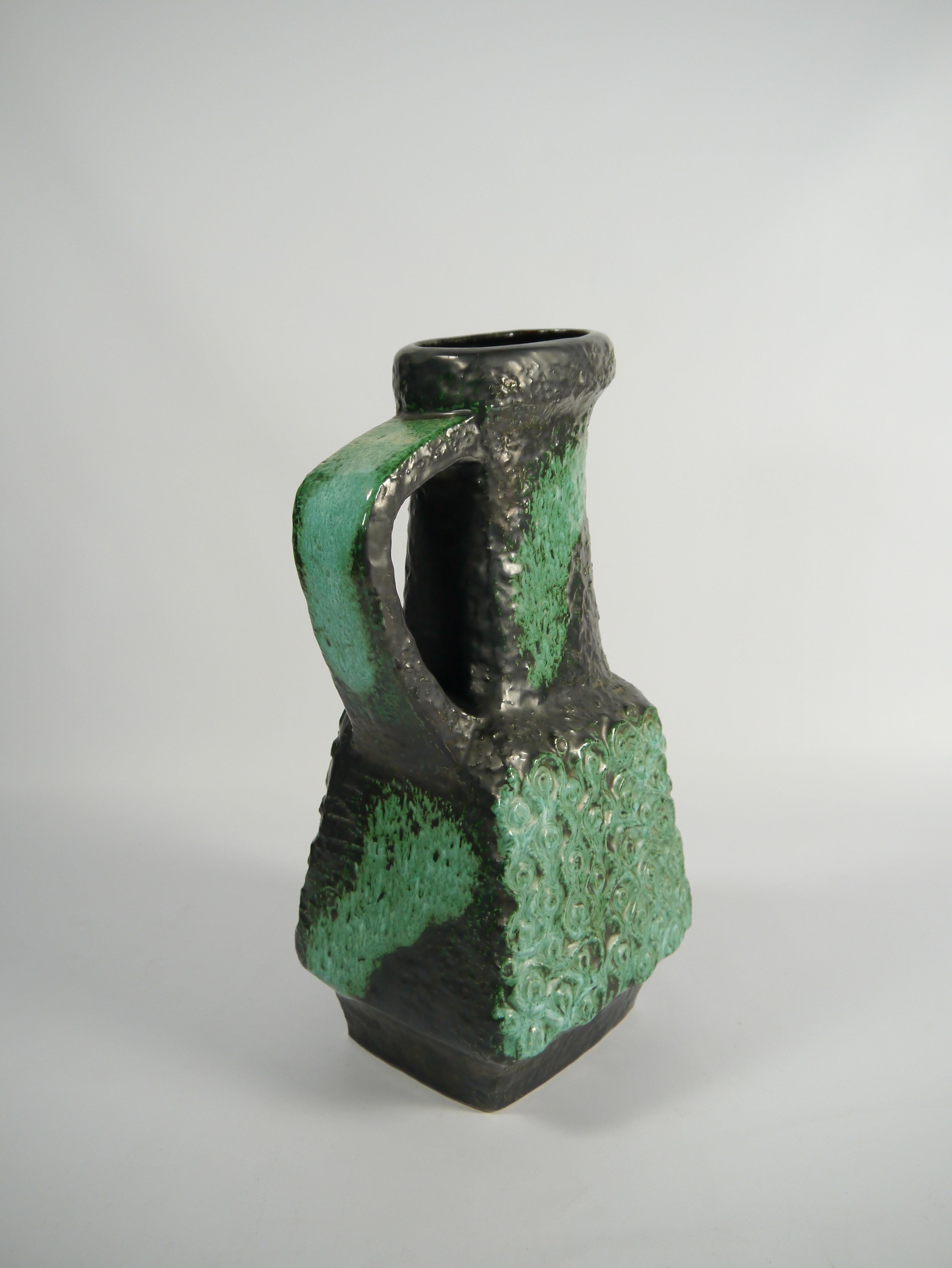 Mid-Century Modern Tall Brutalist Fat Lava Ceramic Vase by BAY, West Germany, 1970s For Sale