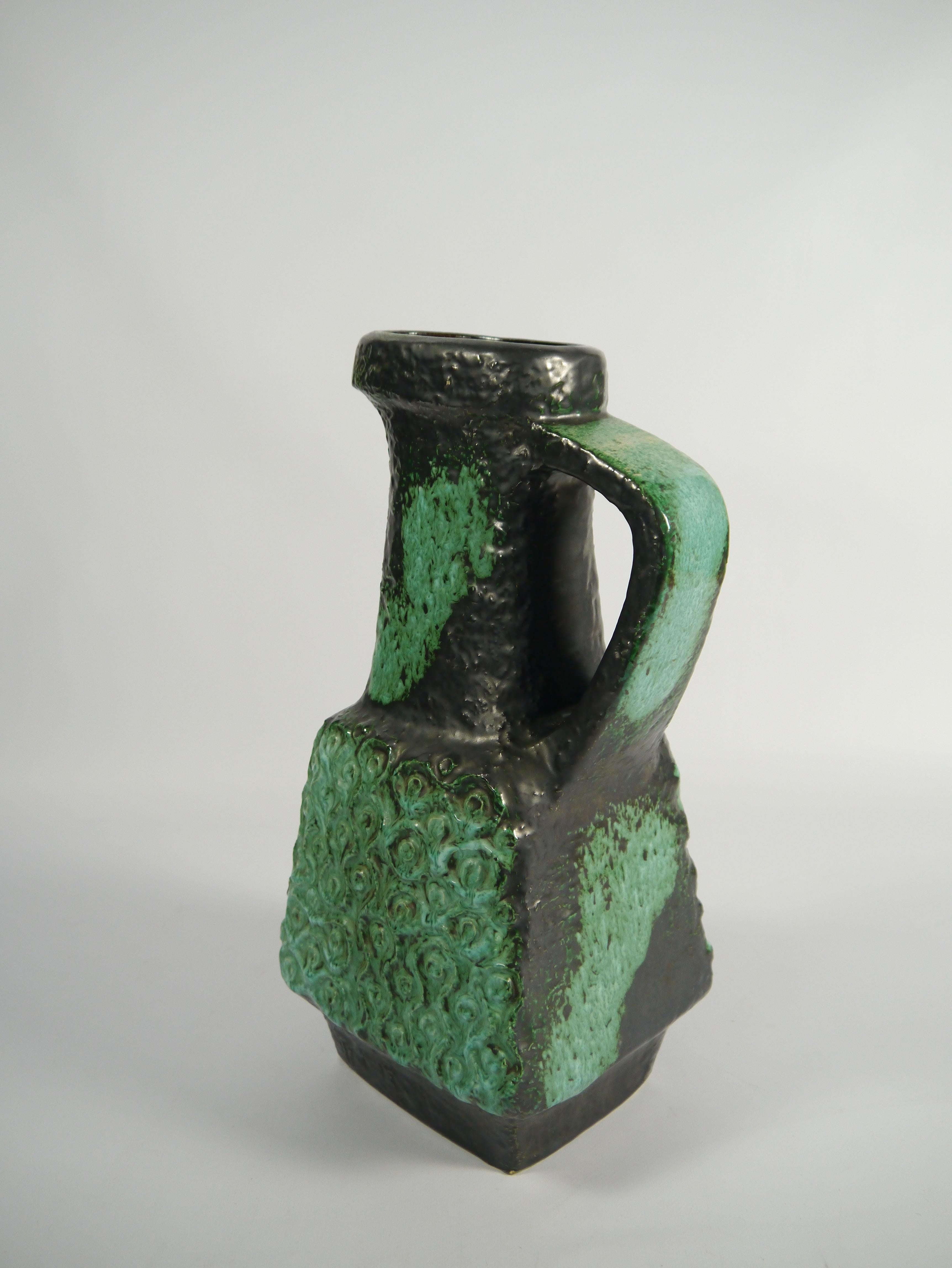 Glazed Tall Brutalist Fat Lava Ceramic Vase by BAY, West Germany, 1970s For Sale