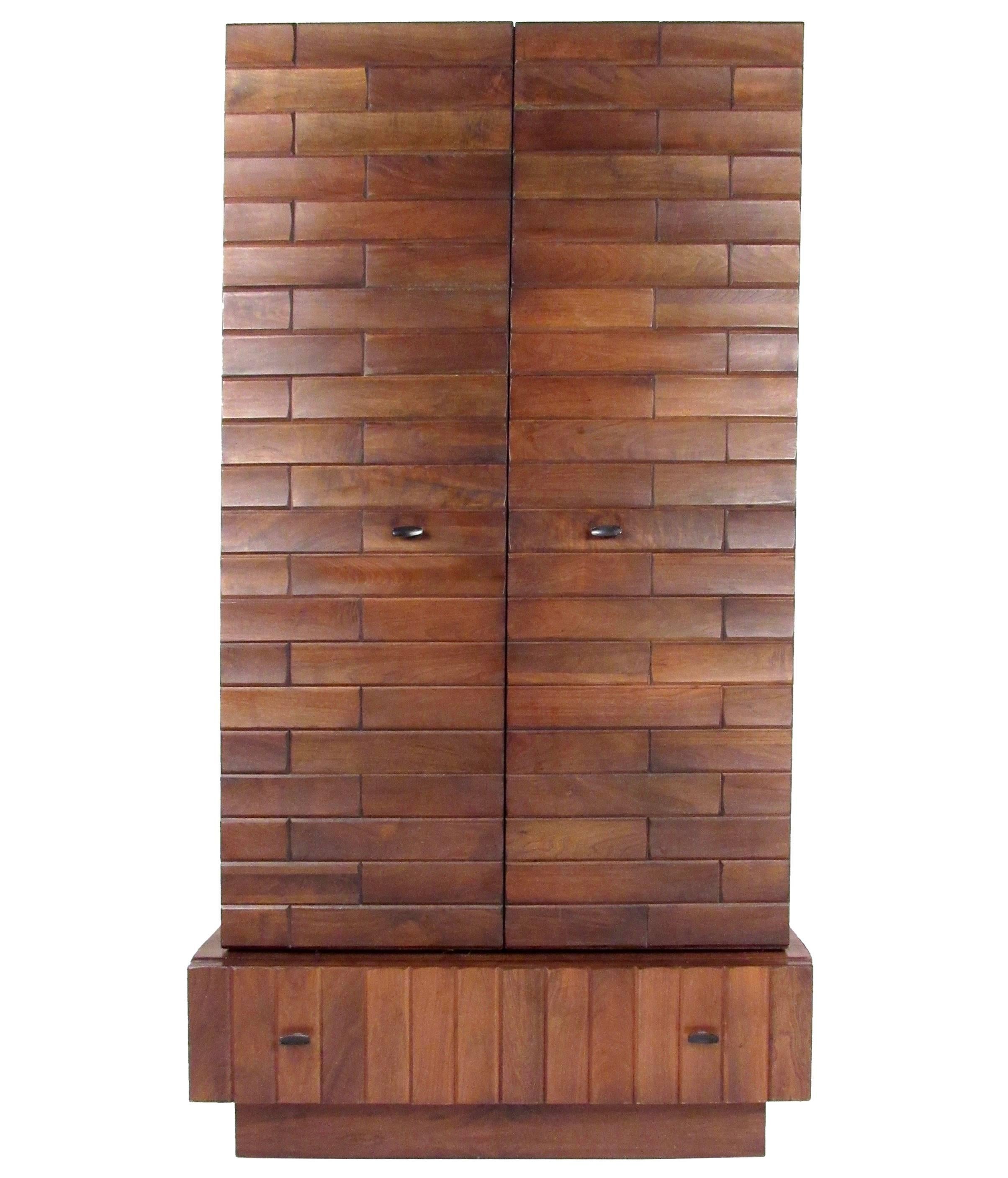 Tall Brutalist Modern Armoire Dresser