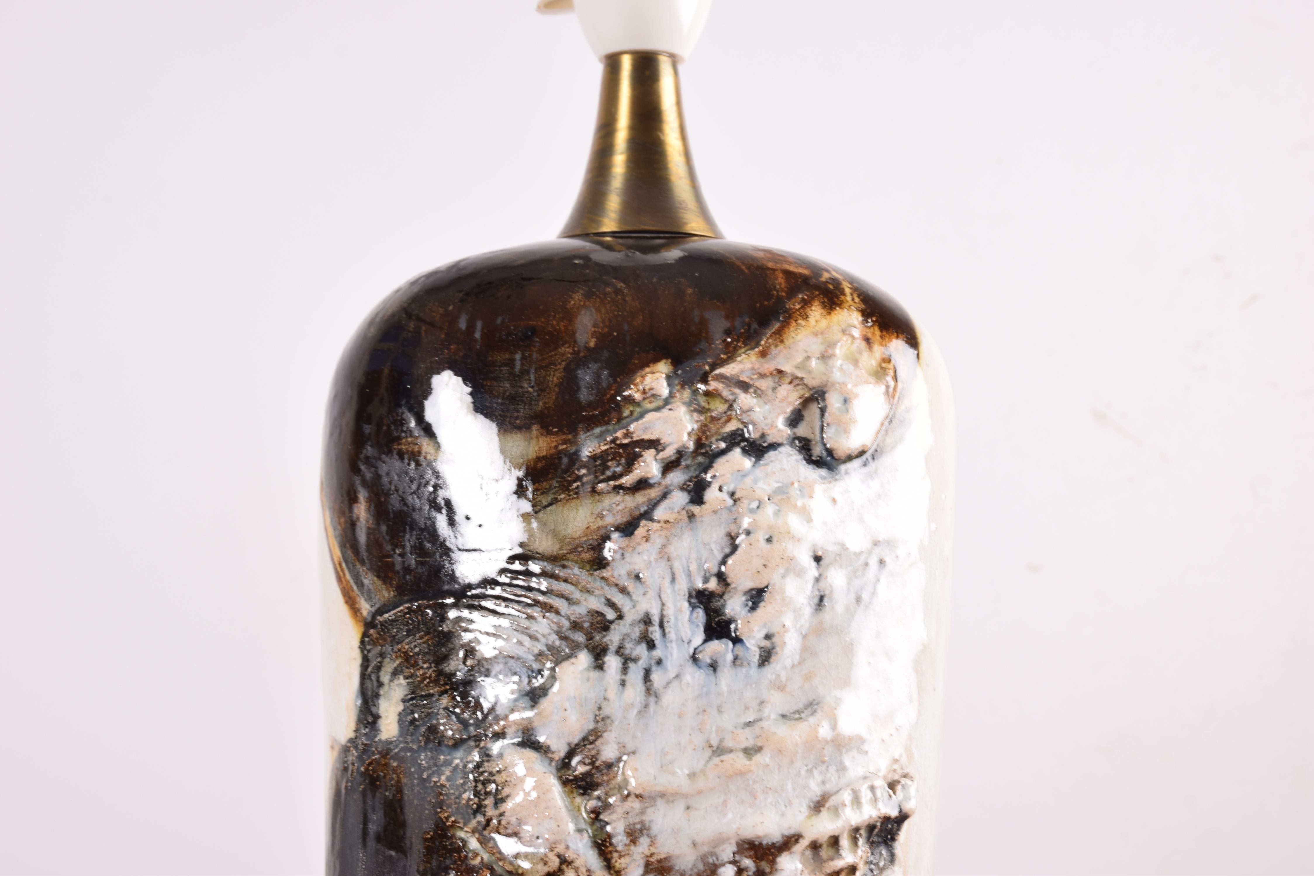 Tall Brutalist Sculptural Ceramic Table Lamp by Hagedorn-Olsen, Danish 1960s For Sale 6