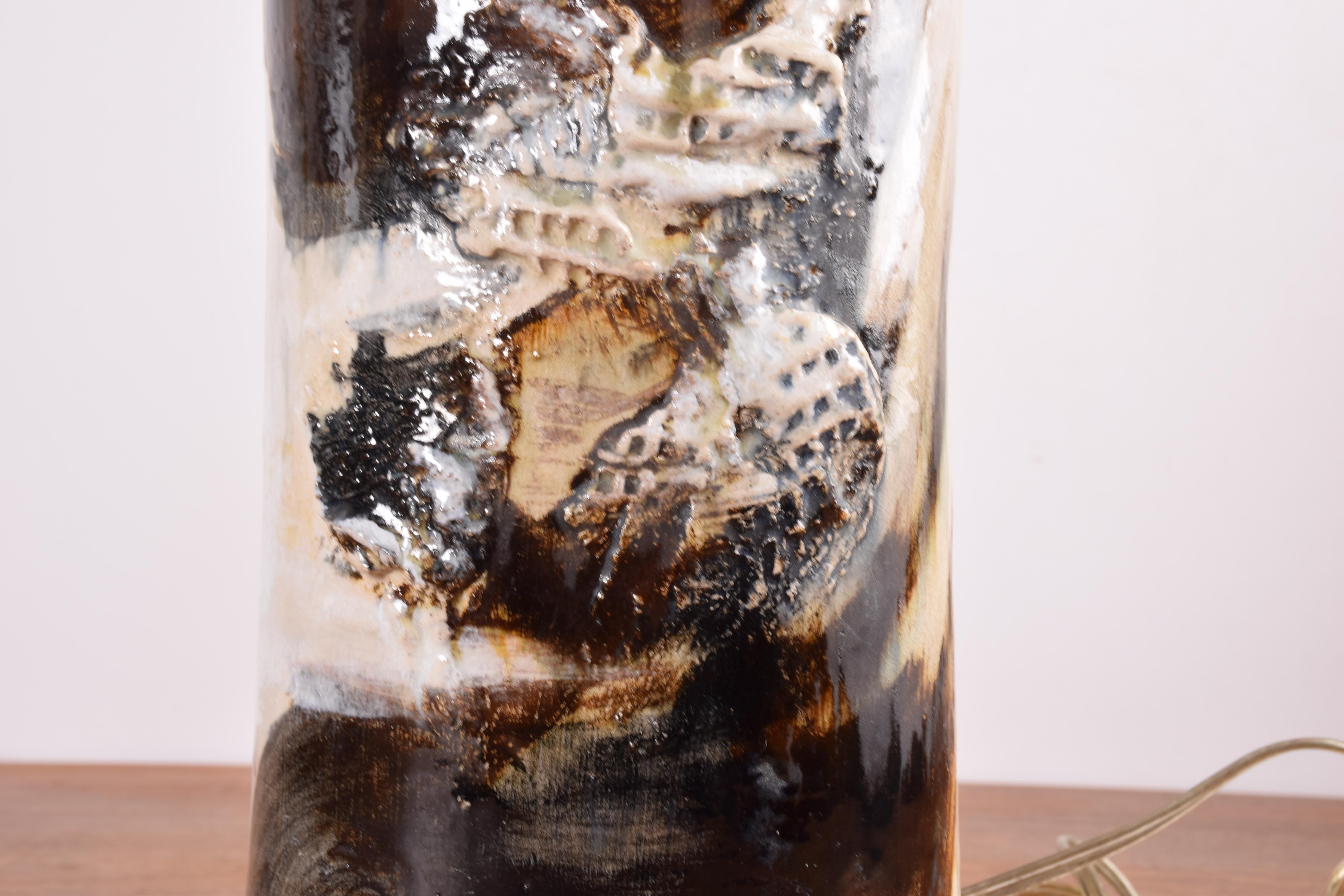 Tall Brutalist Sculptural Ceramic Table Lamp by Hagedorn-Olsen, Danish 1960s For Sale 7