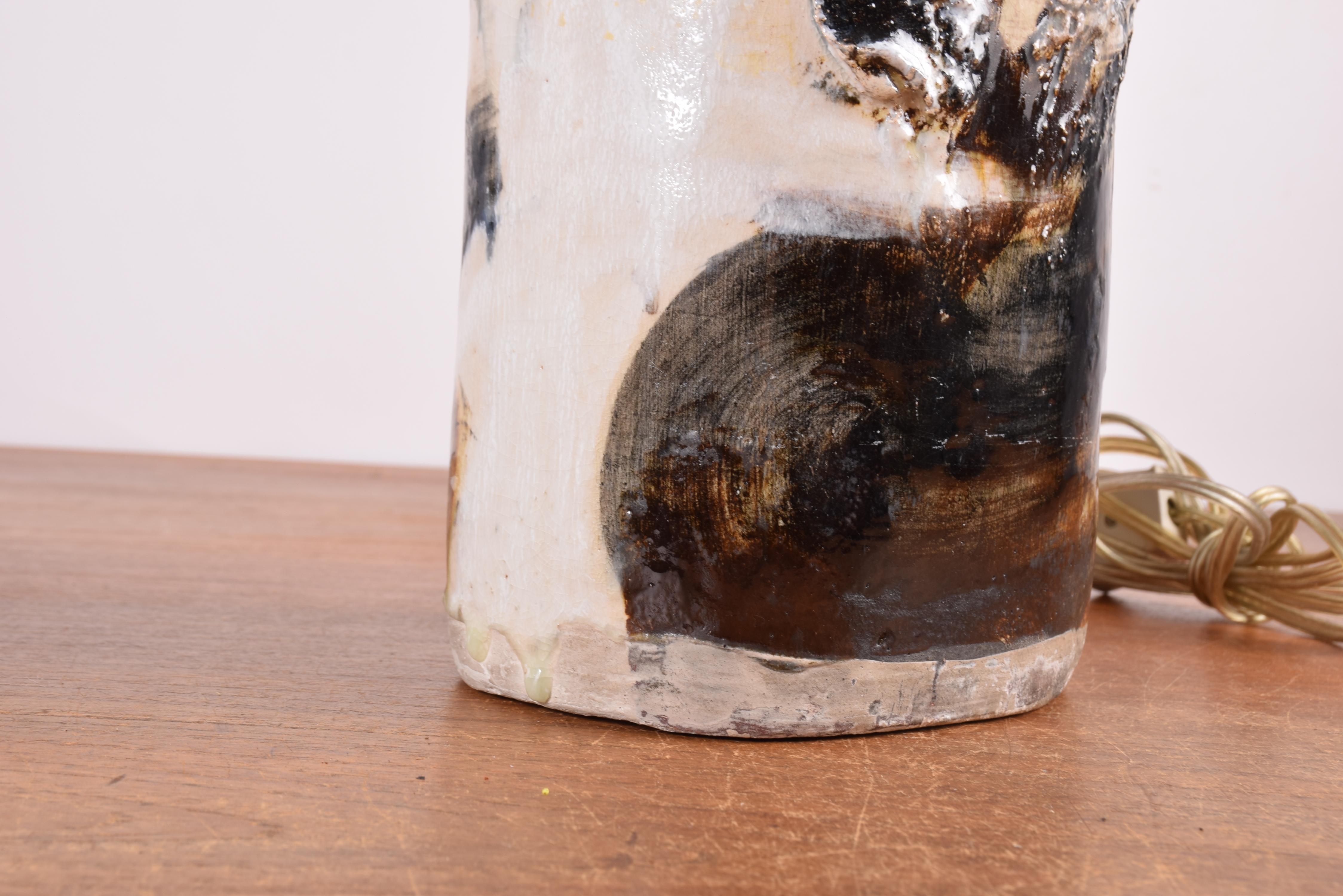Tall Brutalist Sculptural Ceramic Table Lamp by Hagedorn-Olsen, Danish 1960s For Sale 8