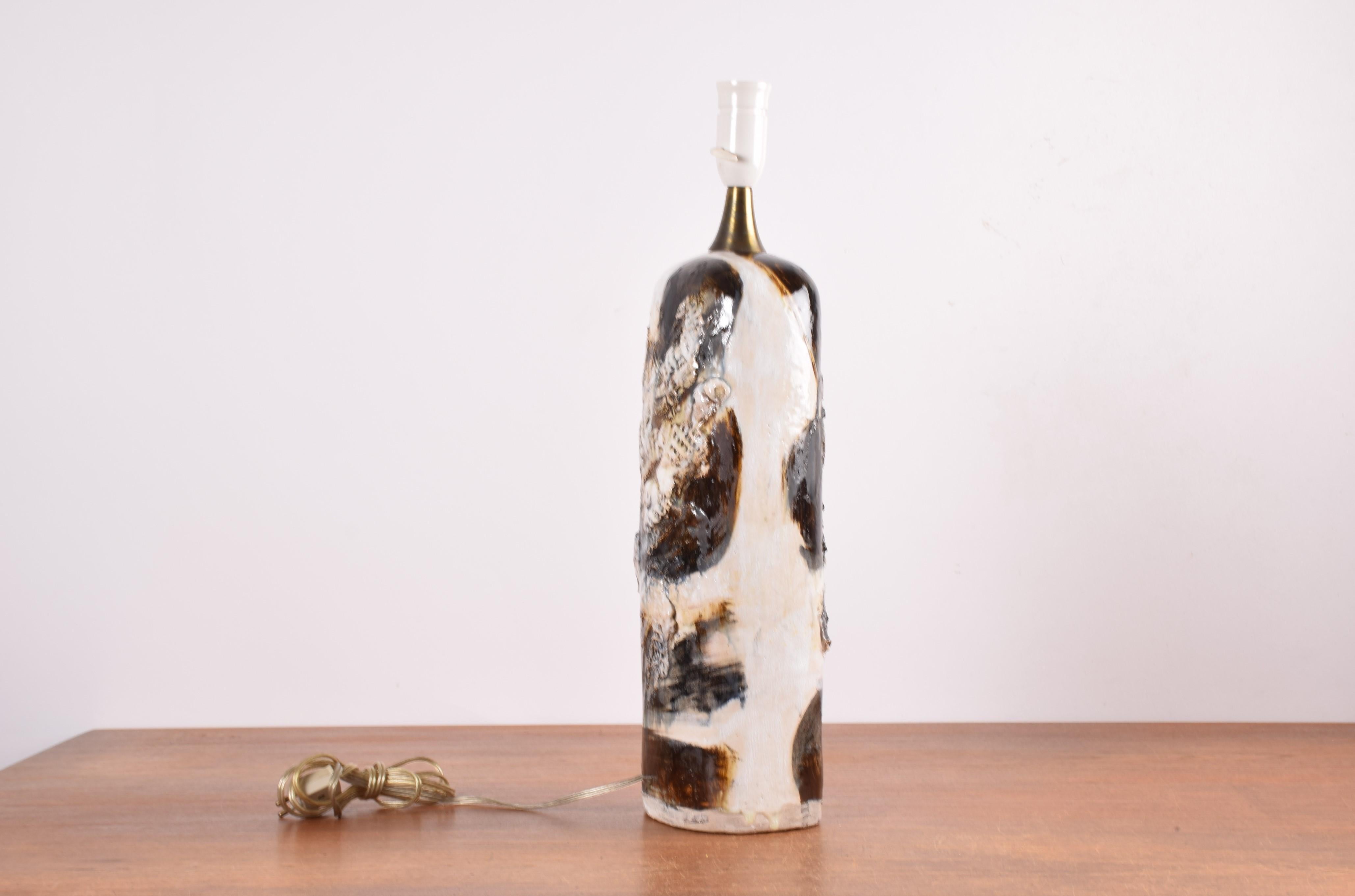 Mid-20th Century Tall Brutalist Sculptural Ceramic Table Lamp by Hagedorn-Olsen, Danish 1960s For Sale
