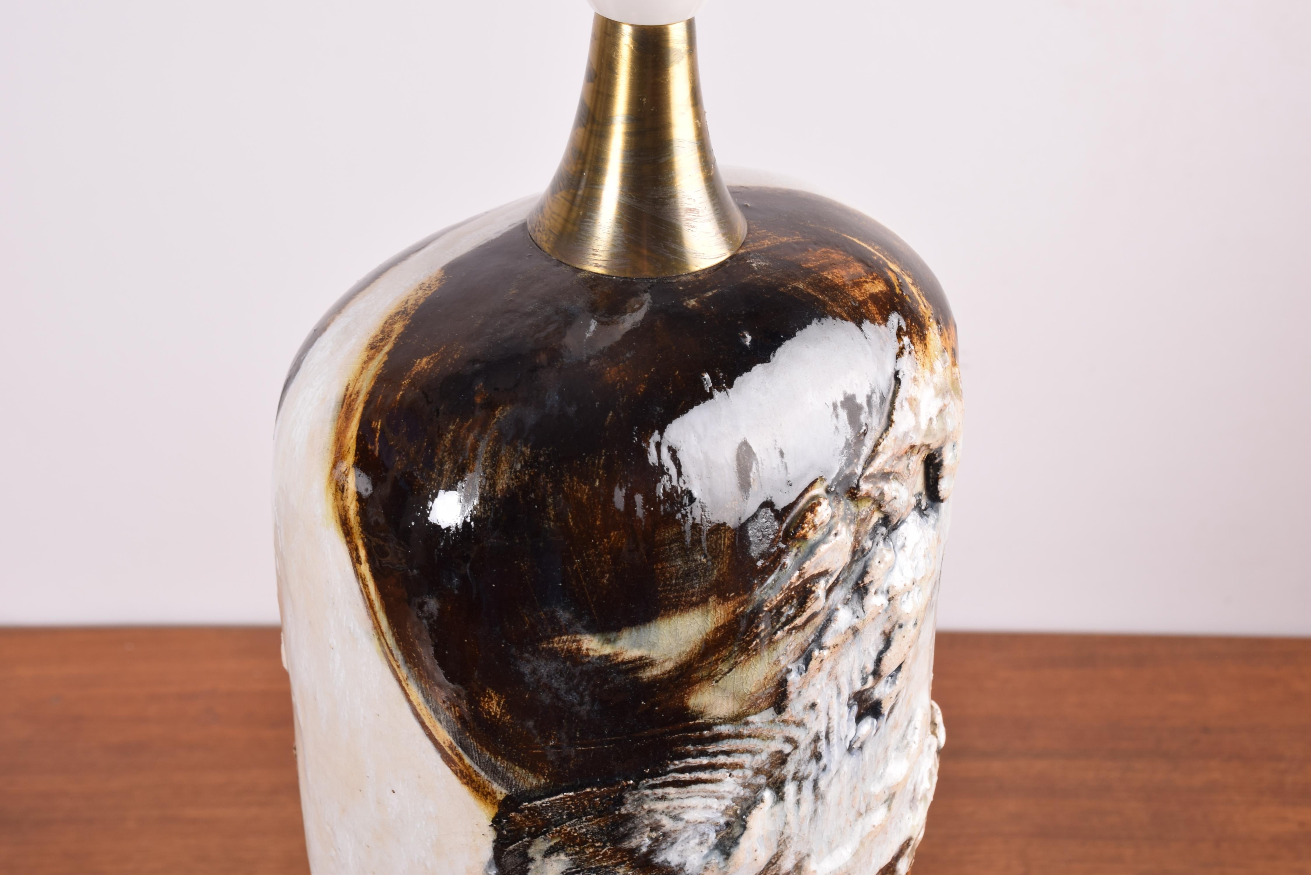 Tall Brutalist Sculptural Ceramic Table Lamp by Hagedorn-Olsen, Danish 1960s For Sale 3