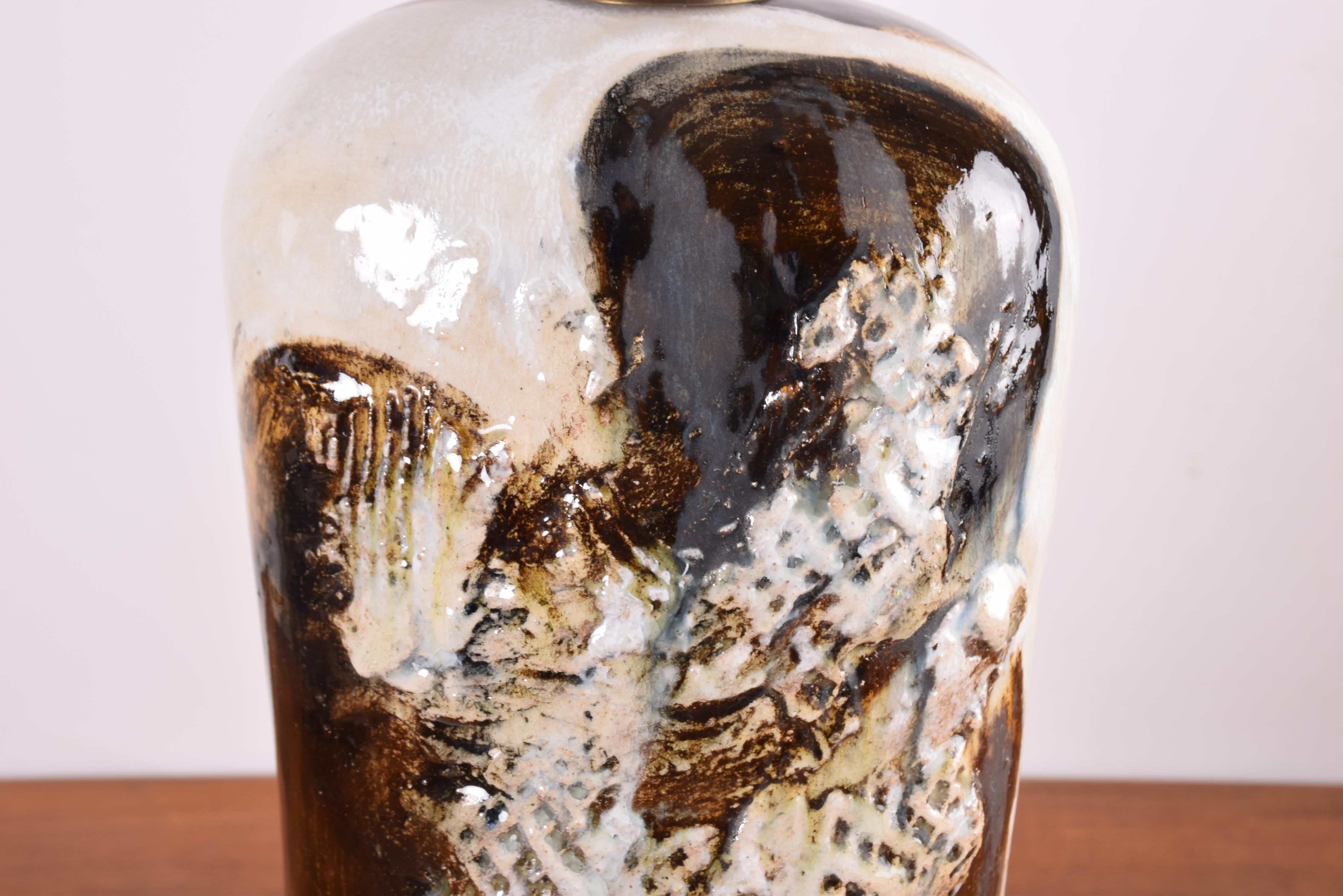 Tall Brutalist Sculptural Ceramic Table Lamp by Hagedorn-Olsen, Danish 1960s For Sale 4