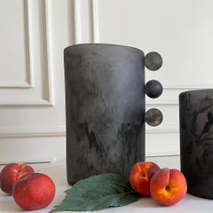 Tall Bubble Vase in Black Textured Resin by Paola Valle