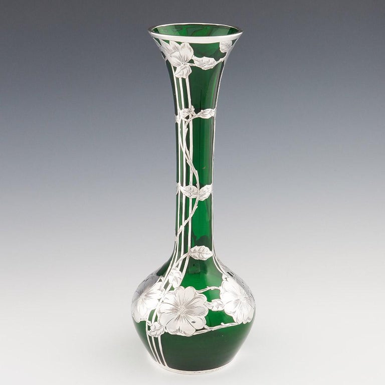 ‘Tall Bulb Vase” Silvered Glass by the Alvin Corporation circa 1920