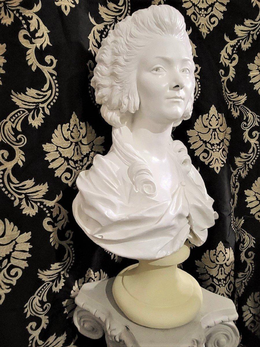 Patinated Tall Bust of a Noble French Lady, France 19th Century For Sale