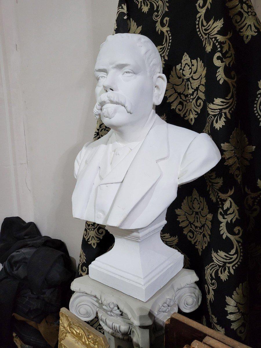 Plaster Tall Bust of a Noble Gentleman, France 19th Century For Sale
