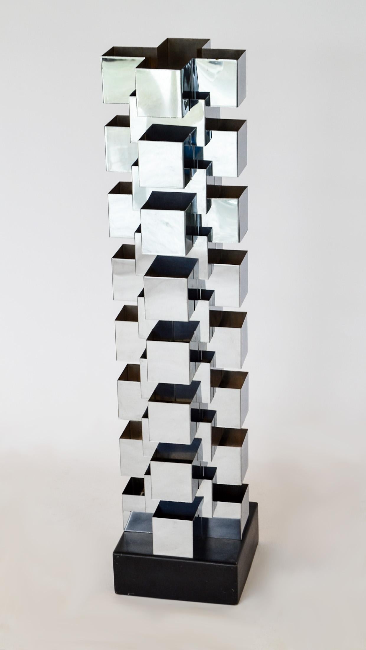 Modern Tall C. Jeré Skyscraper Geometric Chrome Table Lamp for Artisan House, 1970's