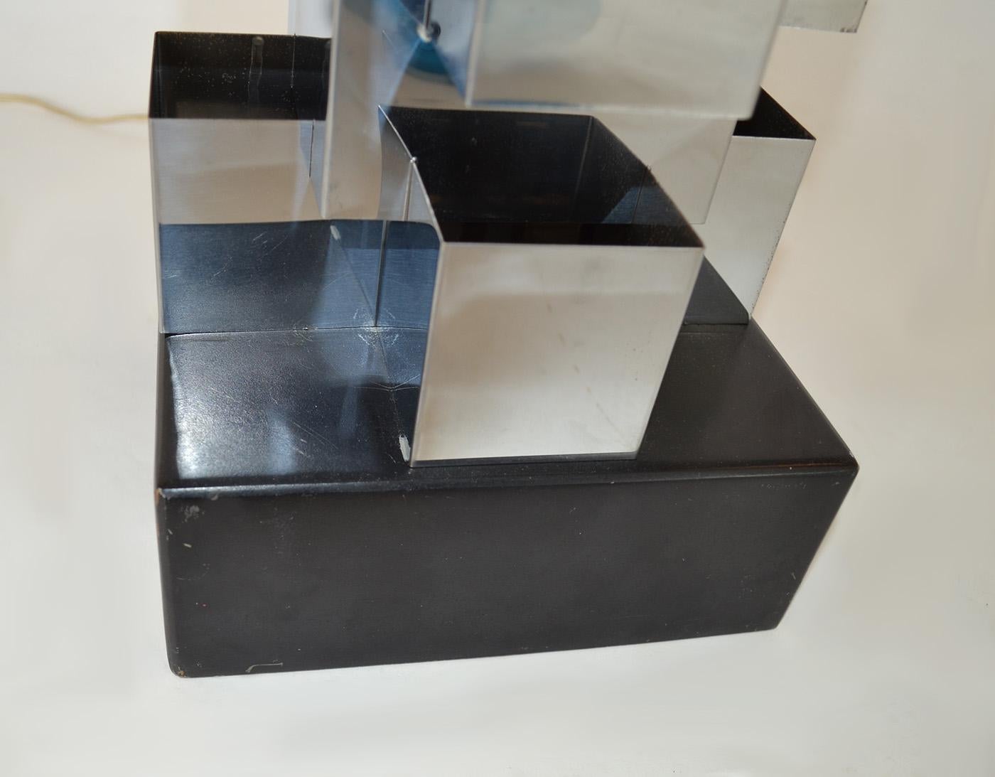 Tall C. Jeré Skyscraper Geometric Chrome Table Lamp for Artisan House, 1970's In Good Condition In Fort Lauderdale, FL