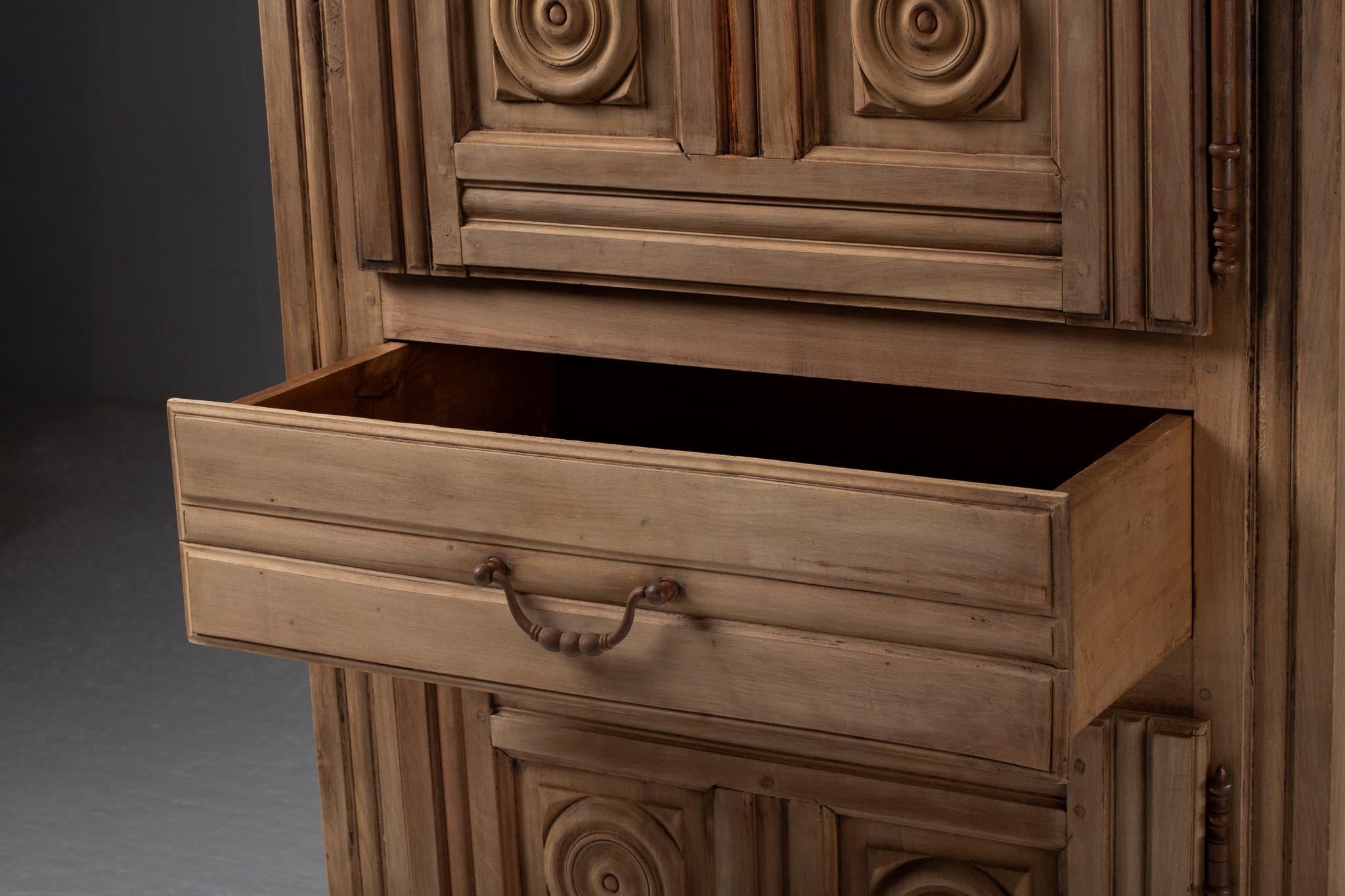 French Tall Cabinet in Carved Oak, France, 20th Century For Sale