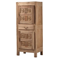 Tall Cabinet in Carved Oak, France, 20th Century