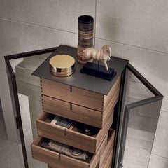 Hochschrank aus Glas und Walnussholz von Giuseppe Bavuso