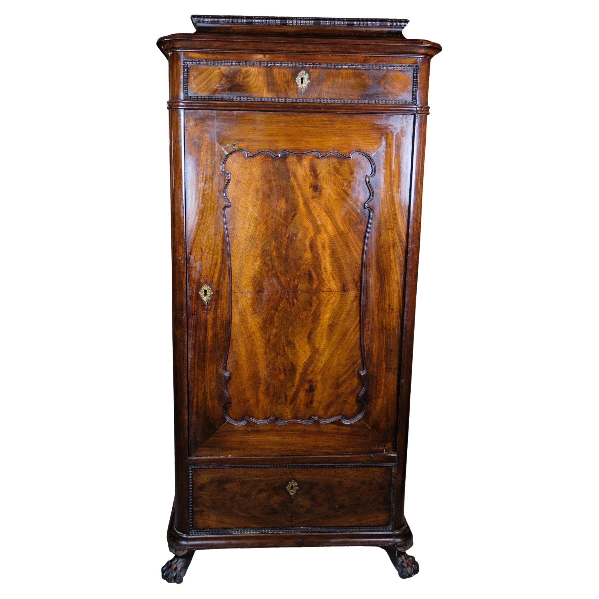 Tall Cabinet in Polished Mahogany from the 1850s For Sale