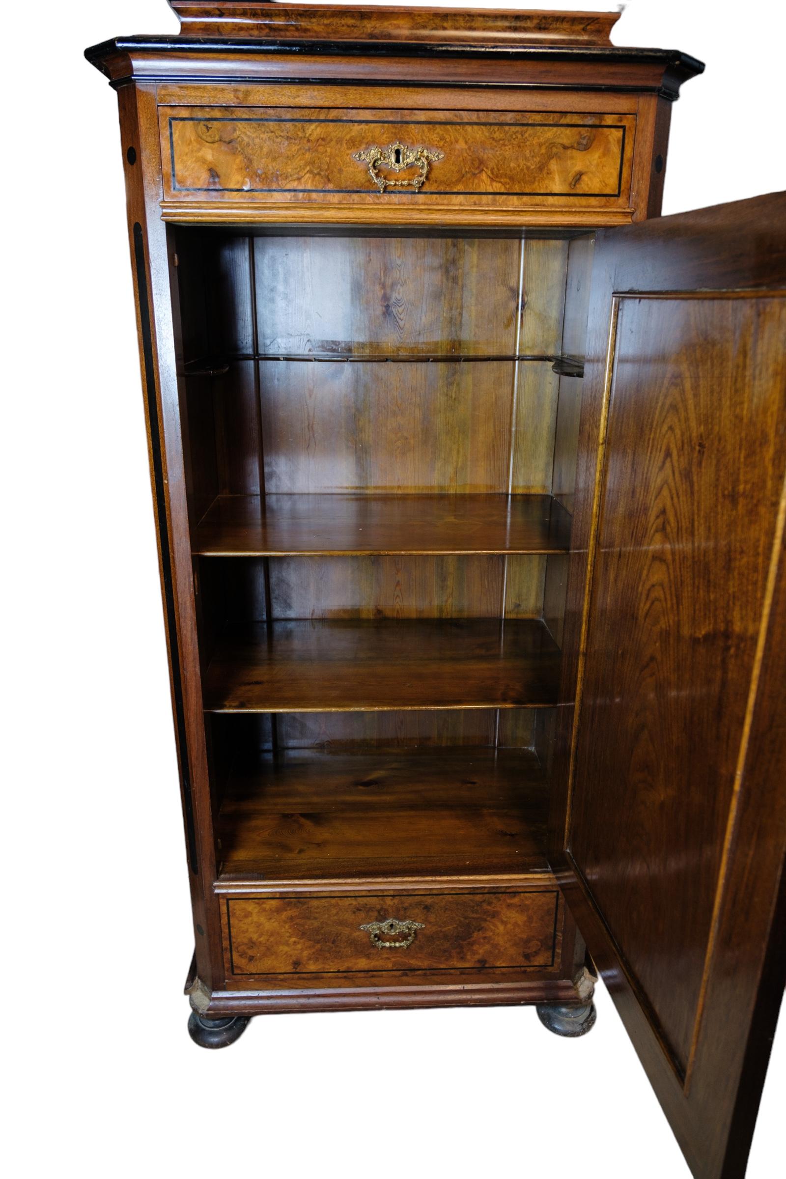 Danish Tall Cabinet in Polished walnut from the 1850s For Sale