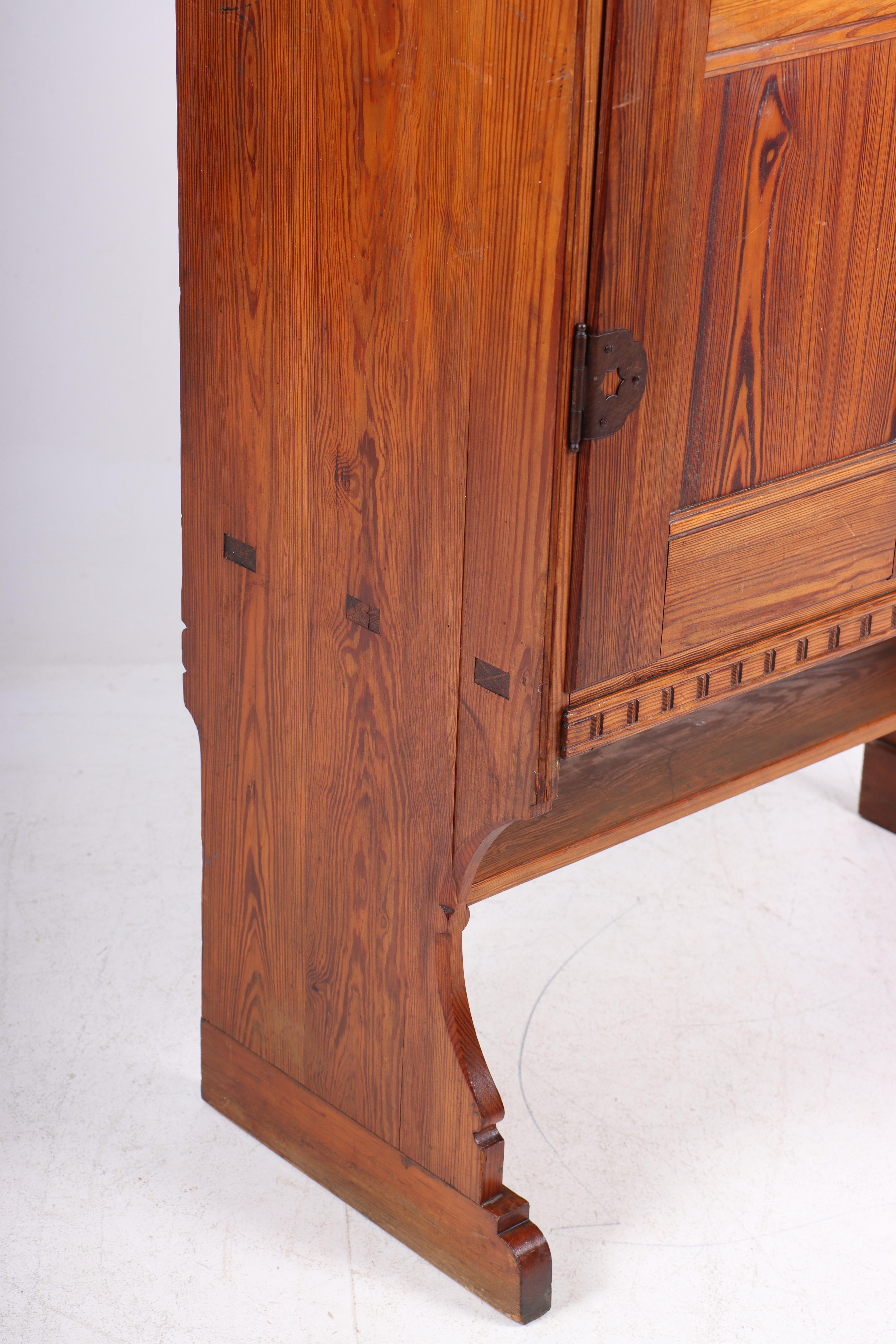 Tall Cabinet in Solid Patinated Pine Designed by Martin Nyrop for Rud Rasmussen For Sale 4