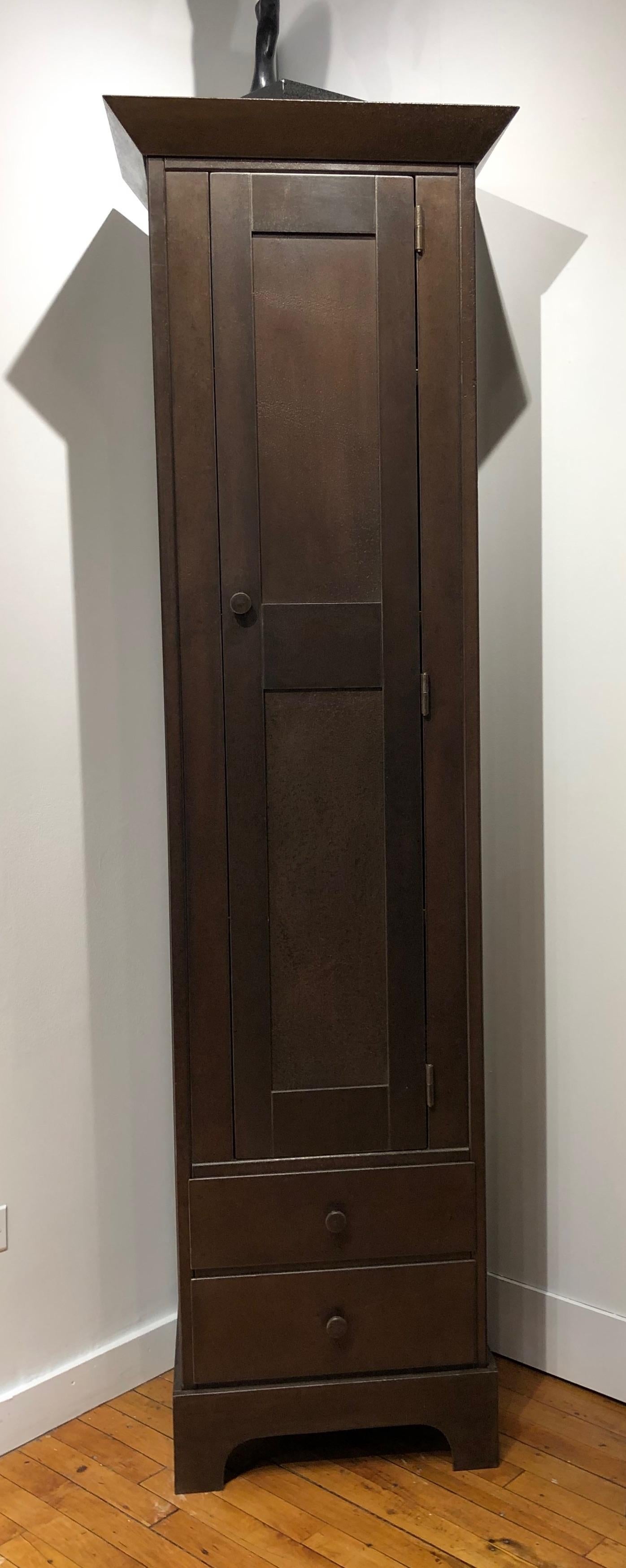 Shaker Tall Cabinet With Door and Drawers, Steel Cupboard by Jim Rose For Sale 1