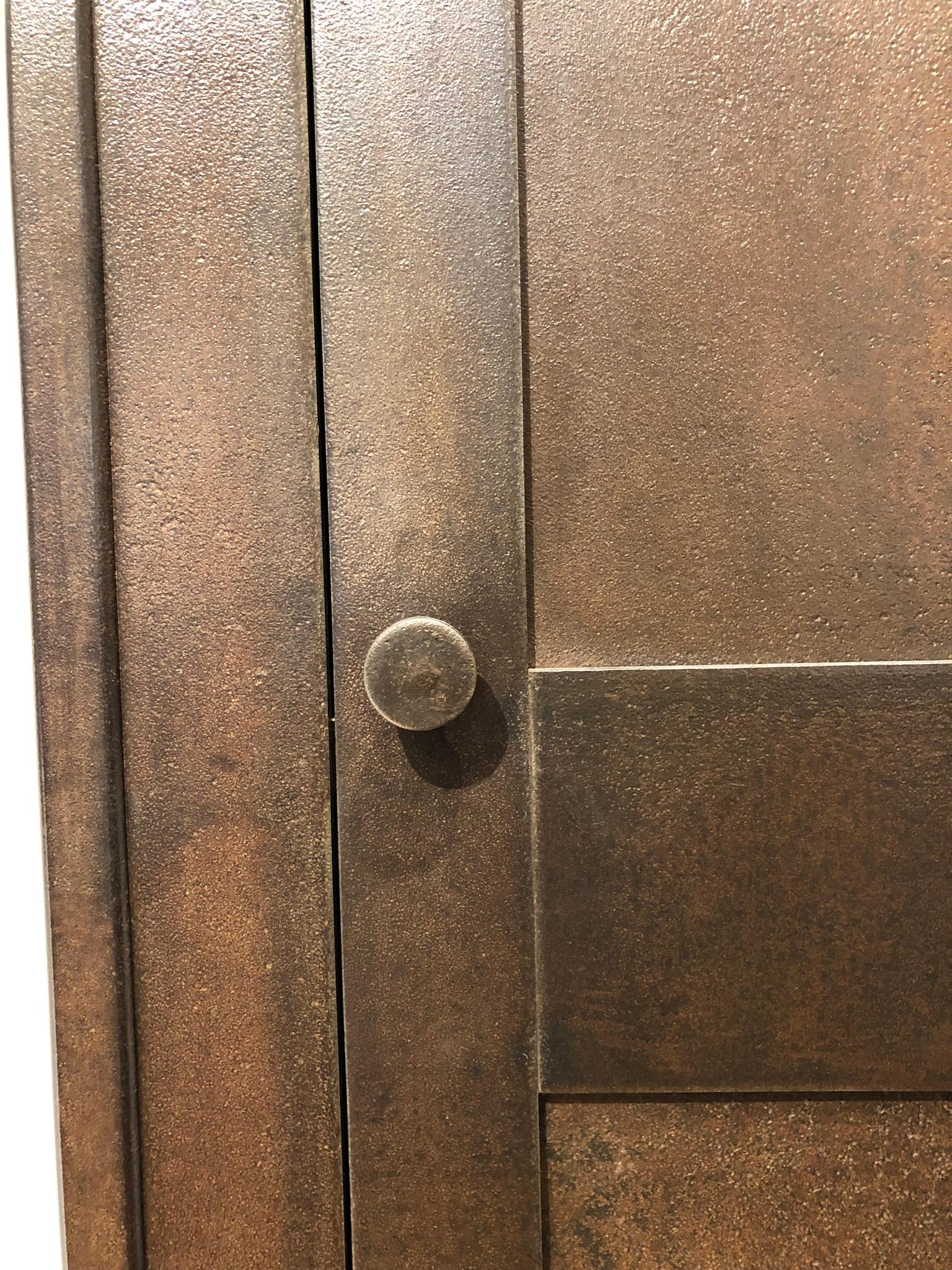 Shaker Tall Cabinet With Door and Drawers, Steel Cupboard by Jim Rose In Excellent Condition For Sale In Chicago, IL