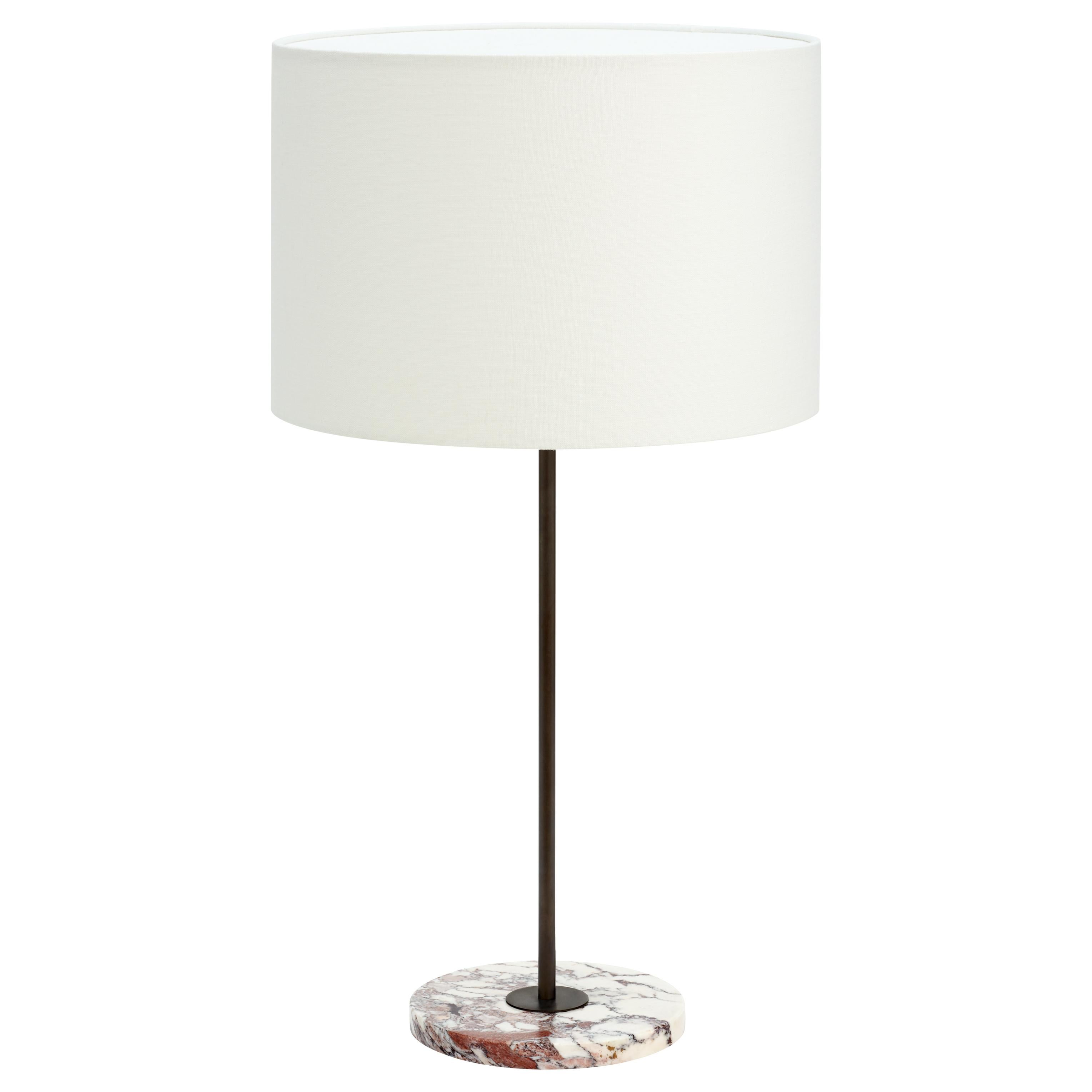 Tall Calacatta Viola marble mayfair table lamp by CTO Lighting
Materials: Polished calacatta viola marble base with bronze and white linen shade
Dimensions: 38 x H 72 cm

All our lamps can be wired according to each country. If sold to the USA it