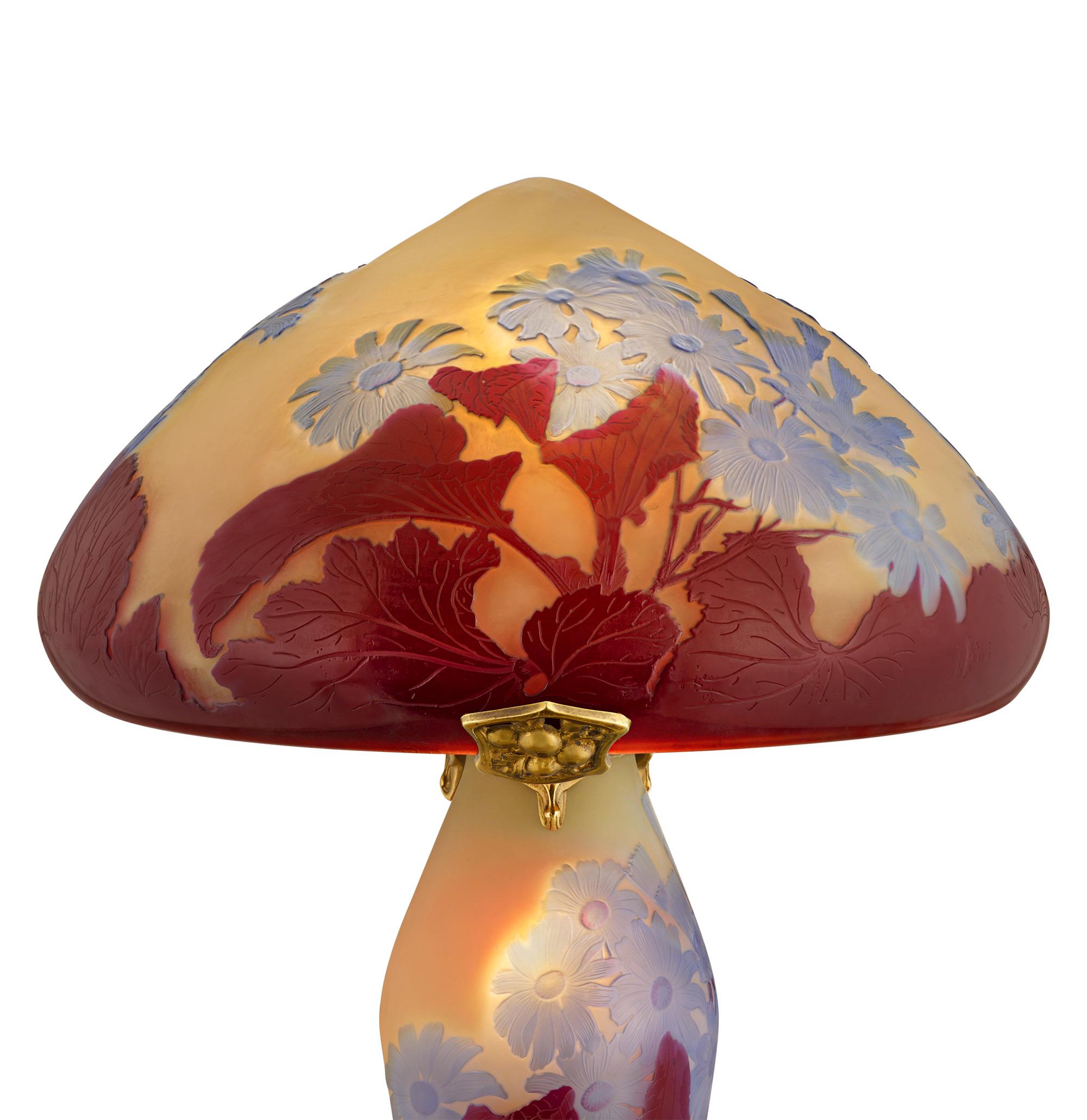 Art Nouveau Tall Cameo Glass Lamp By Émile Gallé