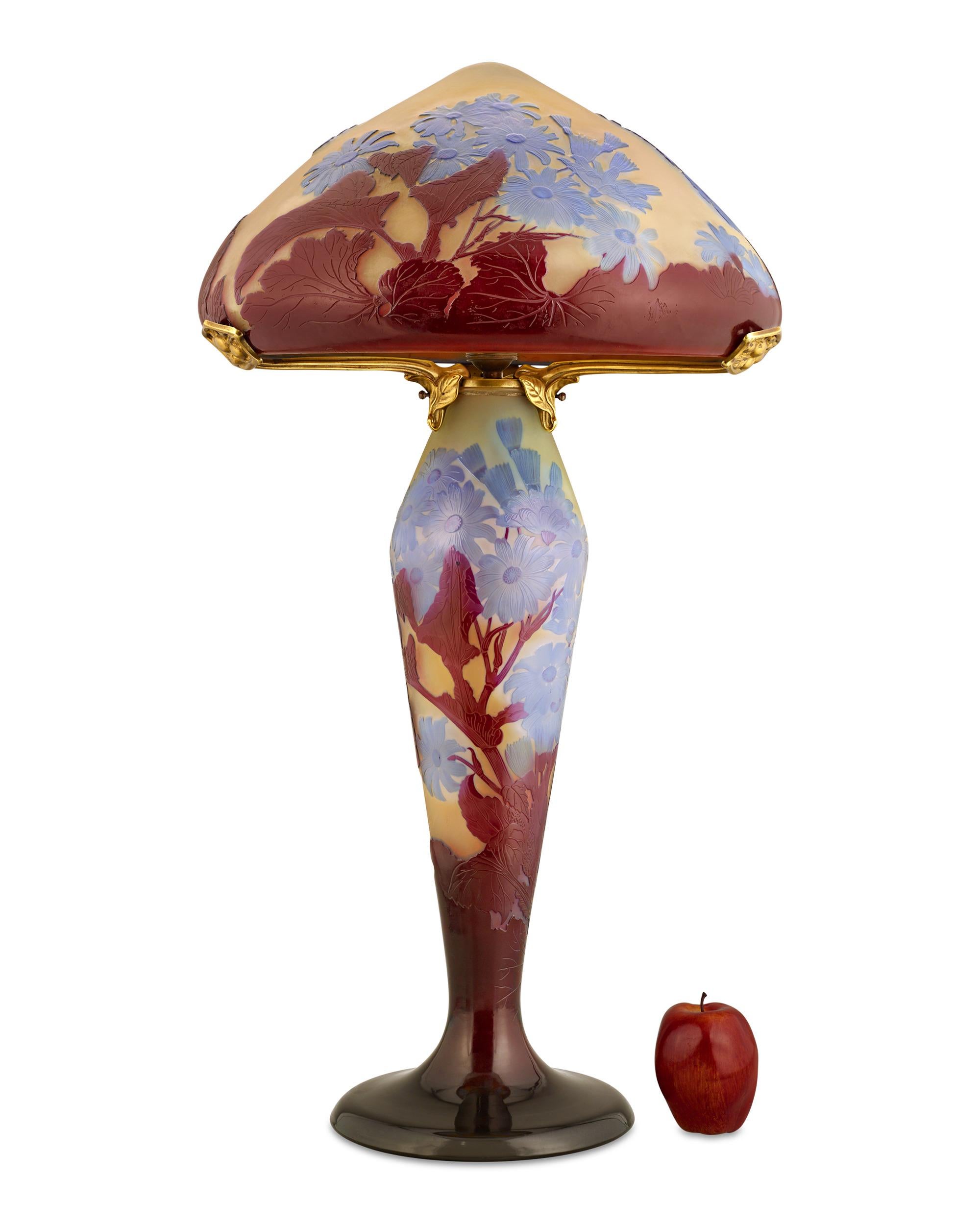 Tall Cameo Glass Lamp By Émile Gallé In Excellent Condition In New Orleans, LA