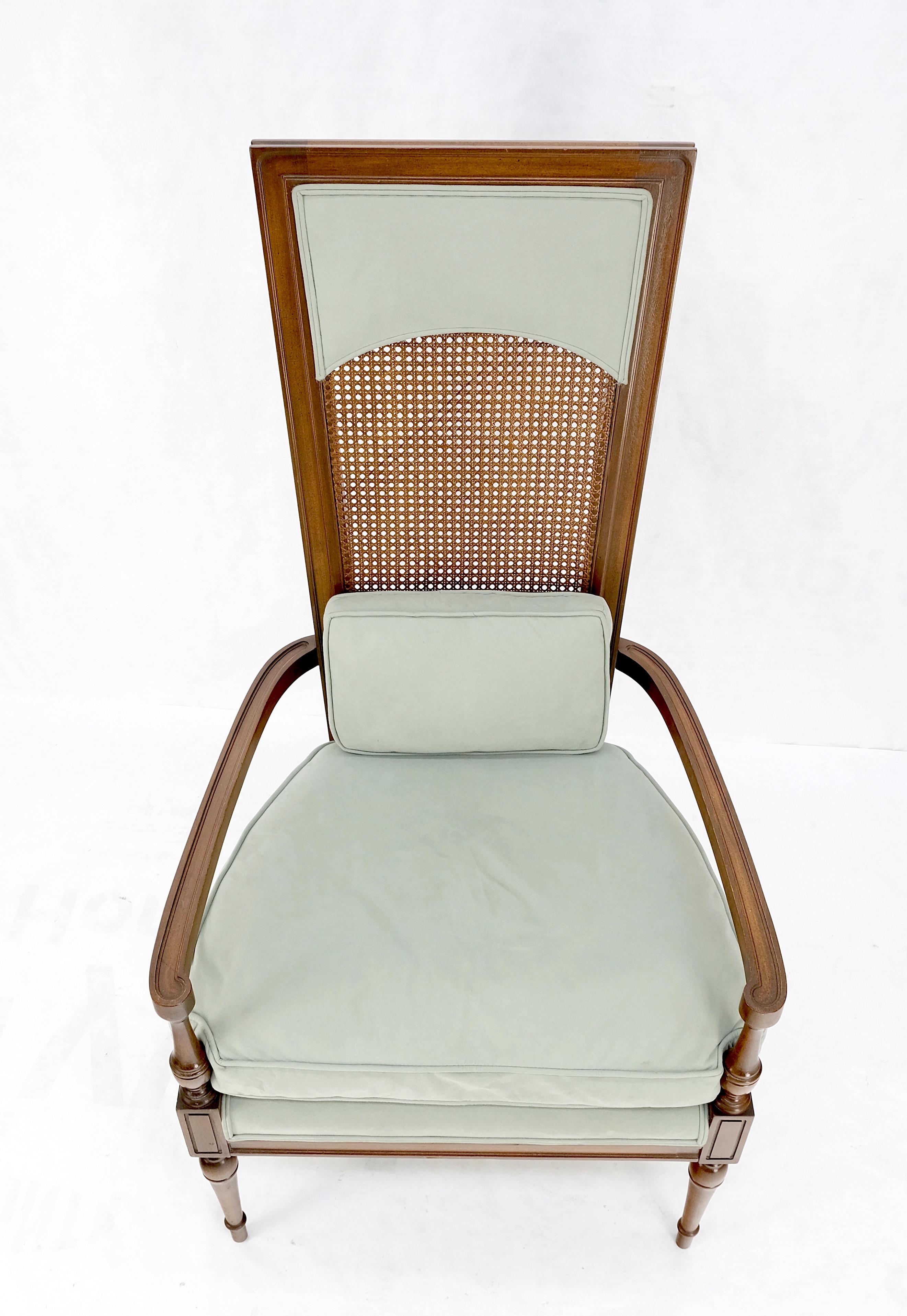 Tall Cane Back Down Filled Upholstery Seat Cushion Arm Chair Mint! For Sale 7