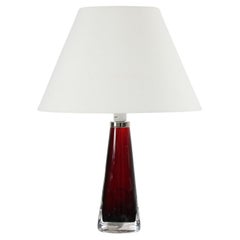 Tall Carl Fagerlund Red Glass Table Lamp for Orrefors, Sweden, 1970s