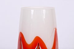 Tall Carlo Moretti Burgundy, Orange and White "Marbled" Murano Vase, circa 1970