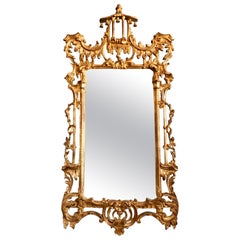 Tall Carved Chippendale Pagoda Style Mirror