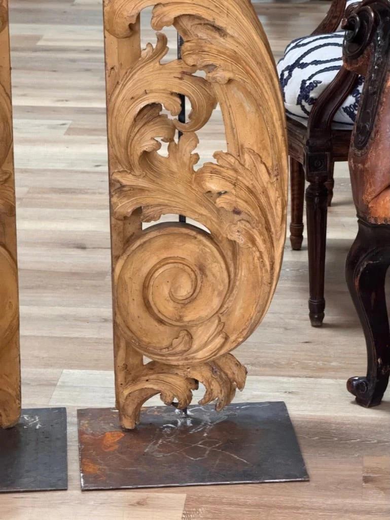 Tall carved, gilded fragments, French, on stands For Sale 7