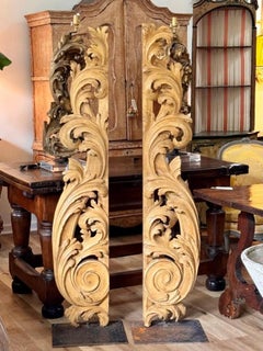 Tall carved, gilded fragments, French, on stands