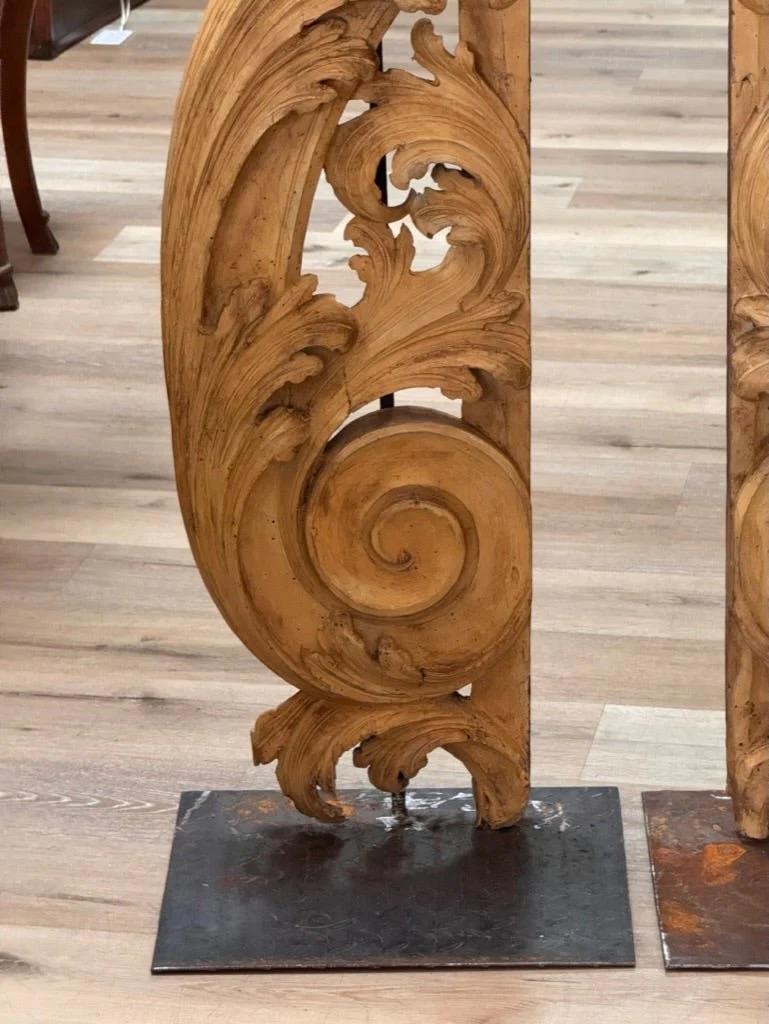 Tall carved, gilded fragments, French, on stands For Sale 2
