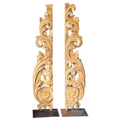 Tall carved, gilded fragments, French, on stands